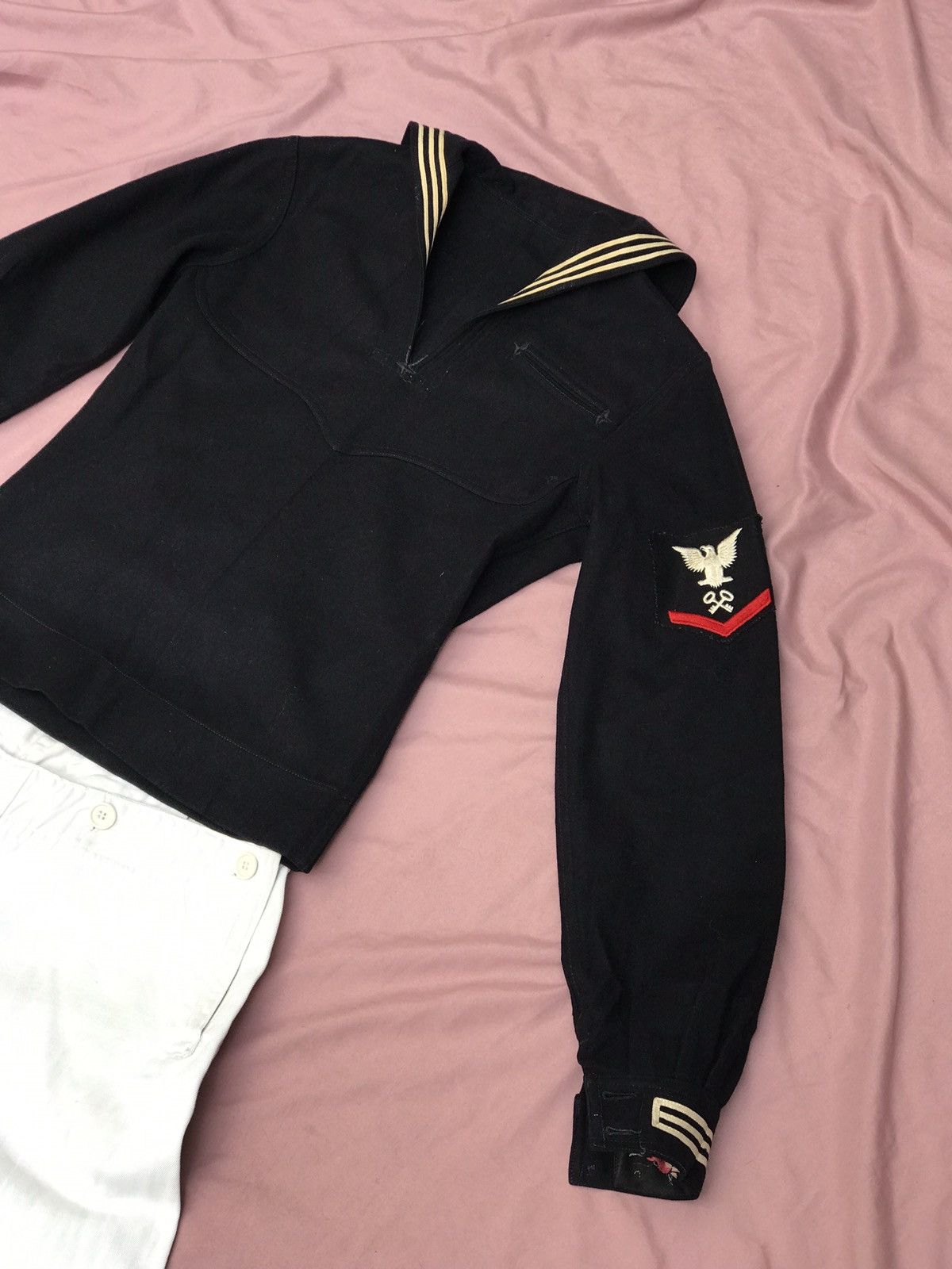 Other ANTIQUE USN, LIBERTY CUFFS, WOOL SMOCK POP OVER JUMPER Size US M / EU 48-50 / 2 - 1 Thumbnail