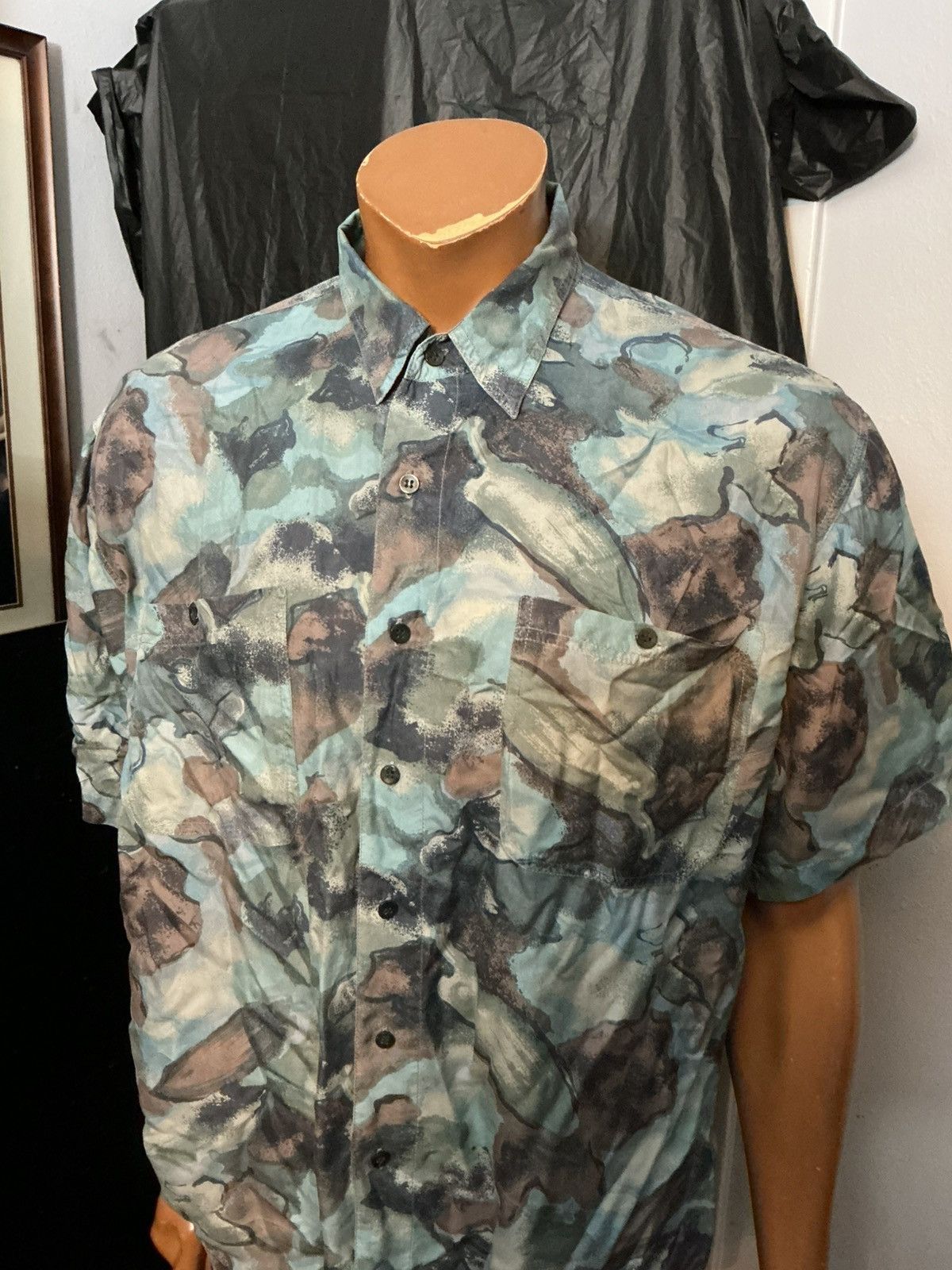 Vintage Vintage 90s Se Jolie 100% Silk Abstract AOP Button Shirt Size US L / EU 52-54 / 3 - 8 Thumbnail