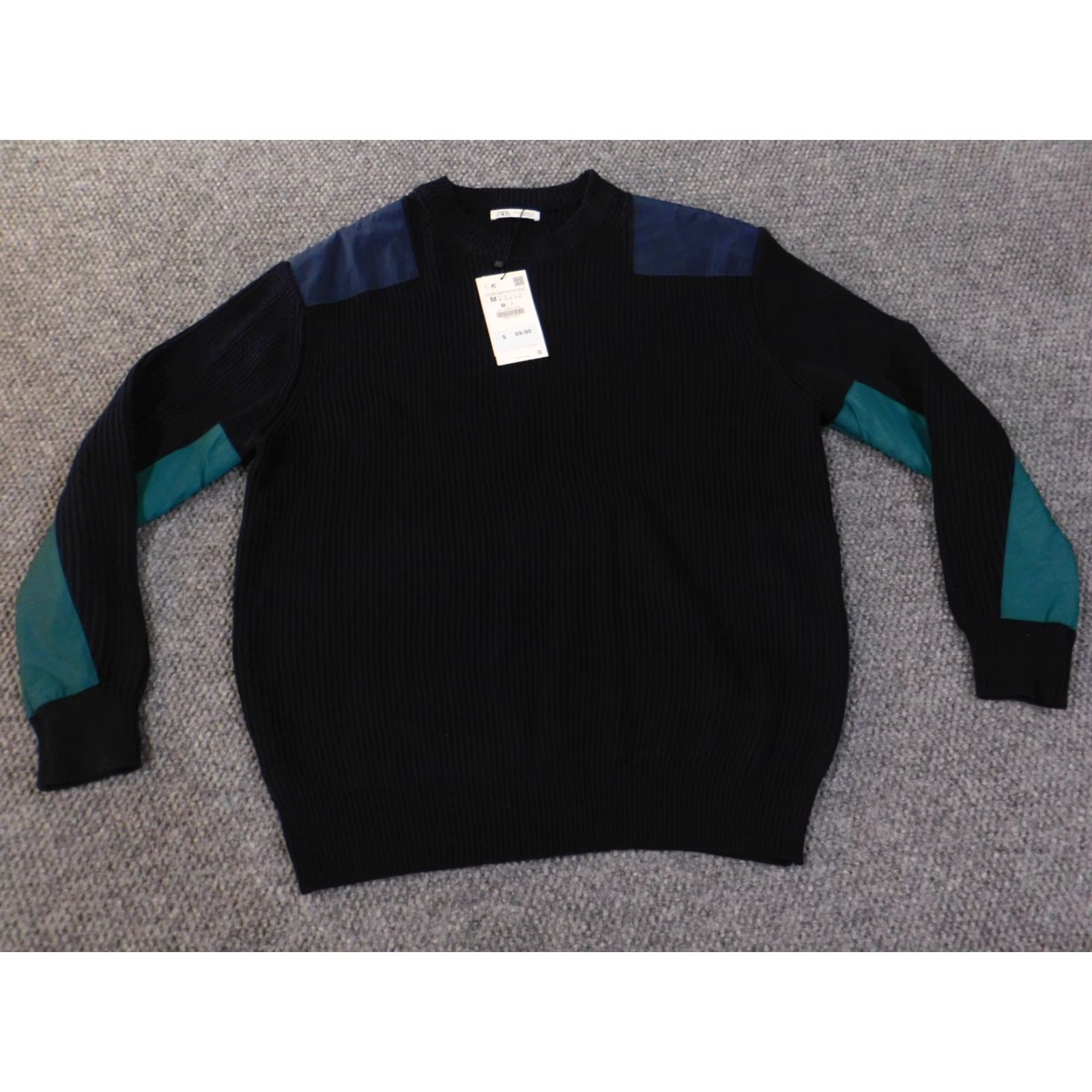 Zara Zara Sweater Men M Blue Crew Neck Pullover Wool Polyester City Knit Knitwear Cable-Knit Casual Modern Regular Size US M / EU 48-50 / 2 - 4 Thumbnail