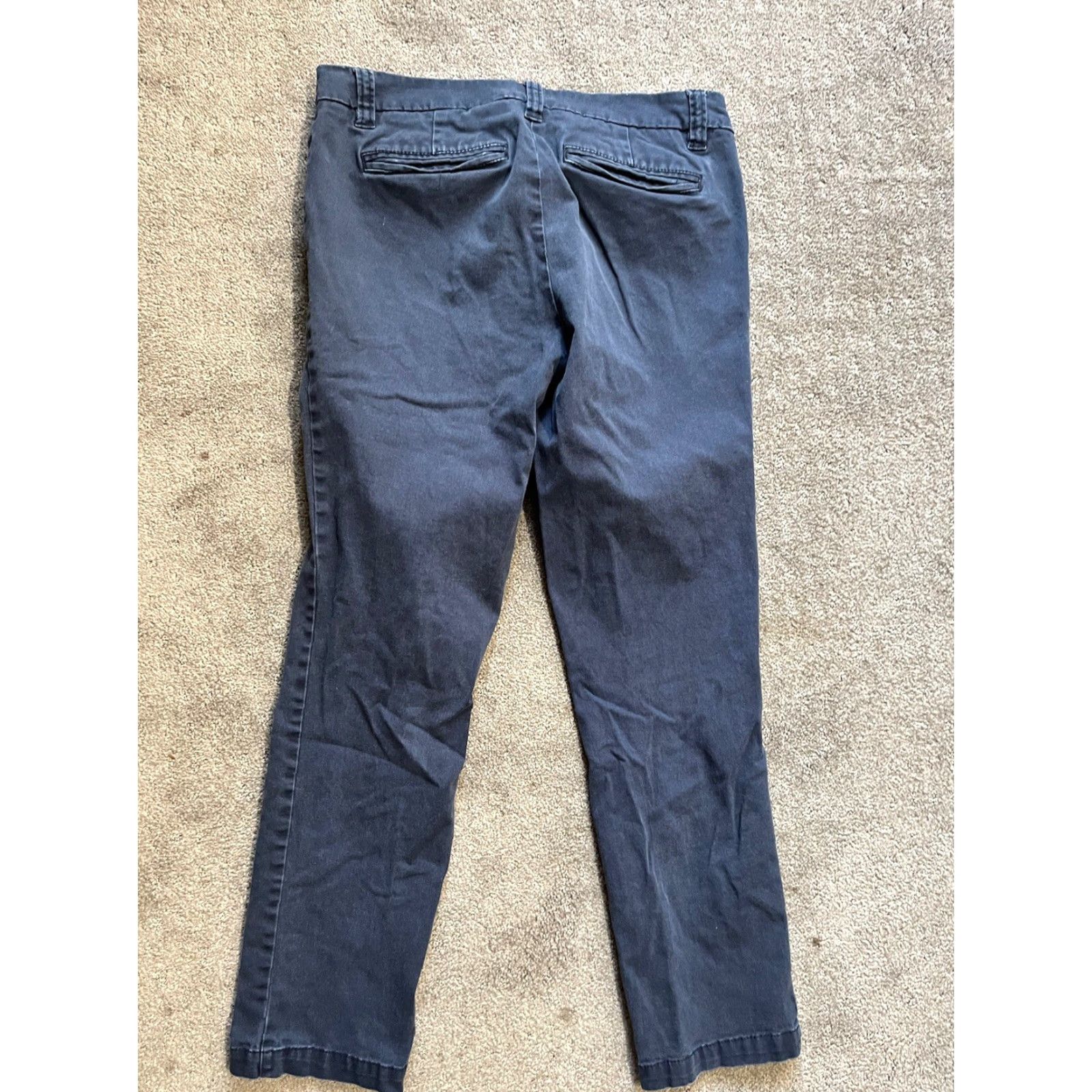 Vintage Kenar Pants Women's 2 Ankle Navy Mid Rise Flat Front Tapered Leg Pockets Cropped Twill Stretch Casual Workwear Size 26" / US 2 / IT 38 - 3 Thumbnail