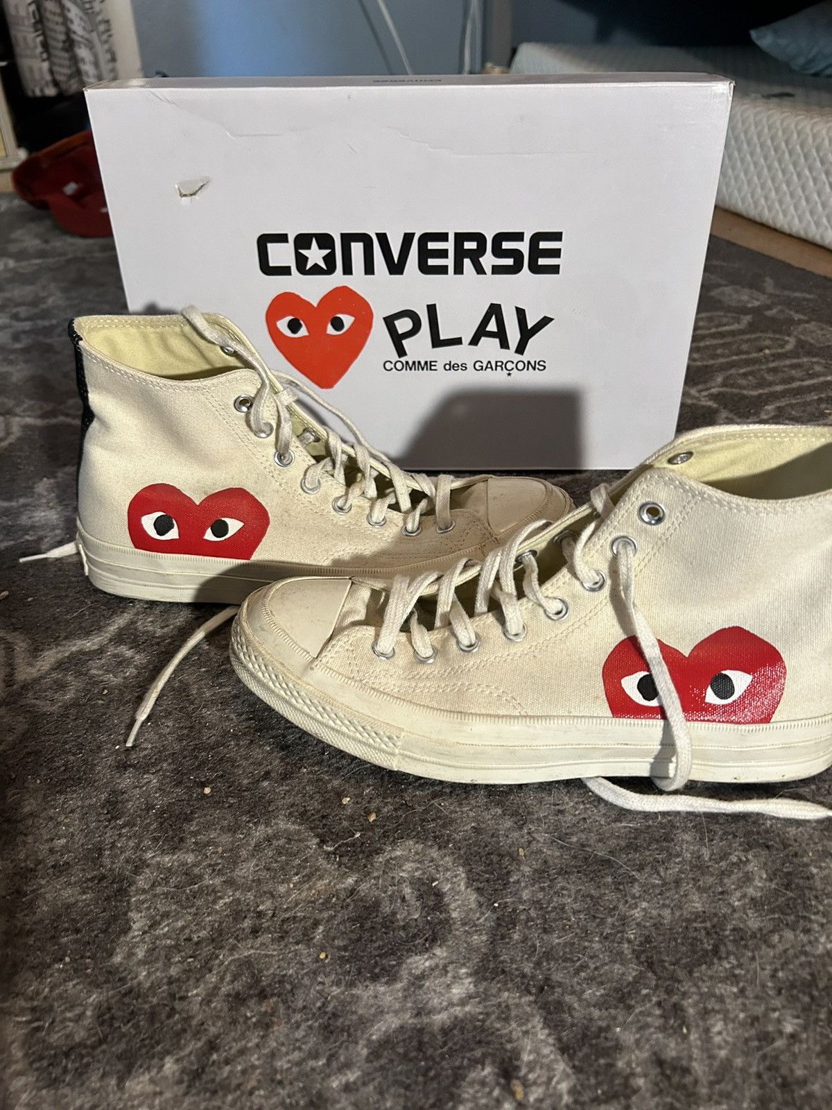 CDG by Comme des Garcons × Comme des Garcons × Converse CDG Cream high top chucks❤️❤️ Size US 8 / EU 41 - 1 Thumbnail