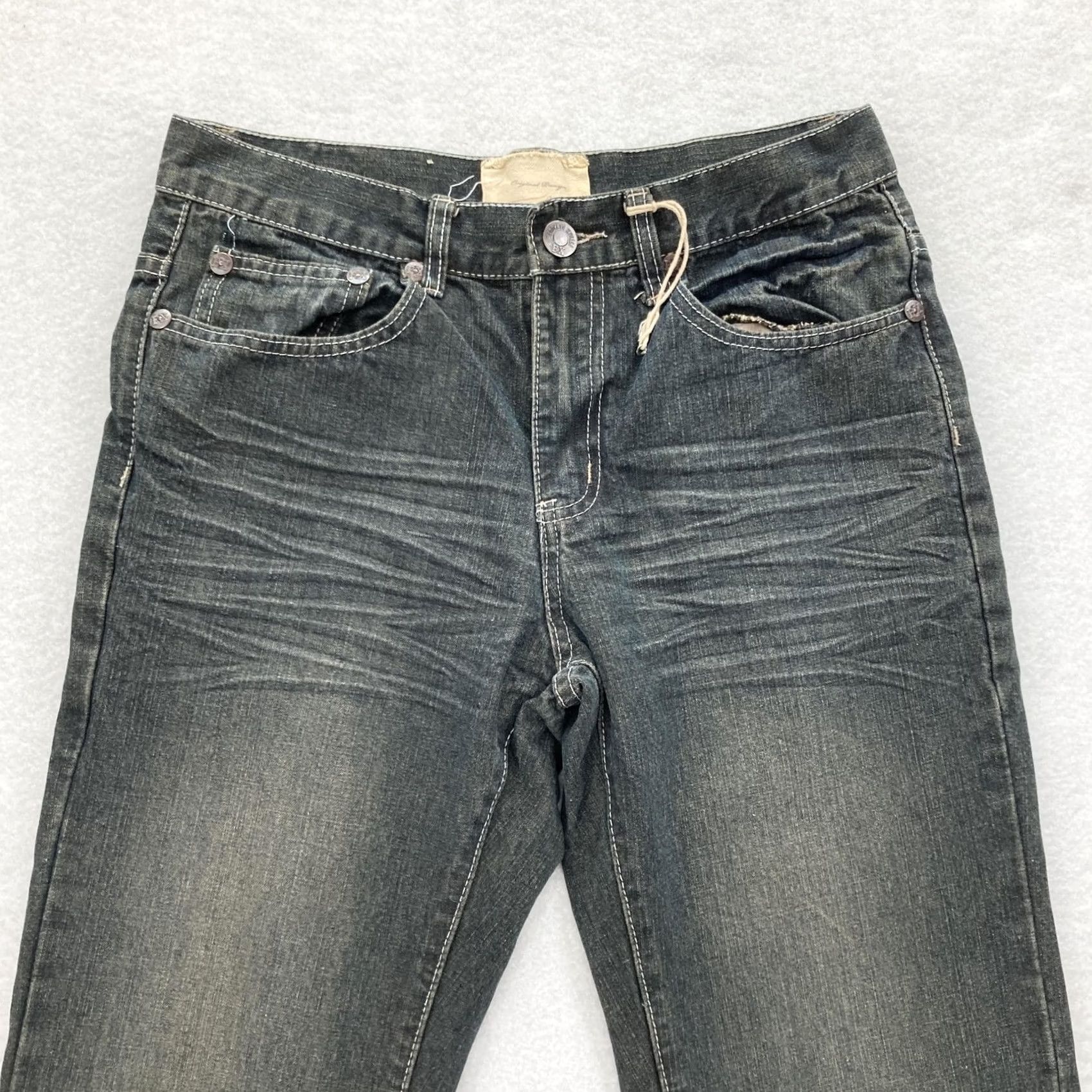 Express VINTAGE Brooklyn Xpress Jeans Mens 32x32 Denim Straight Dark Wash Gray Black 70/30 Cotton Polyester Zipper Size US 32 / EU 48 - 2 Thumbnail