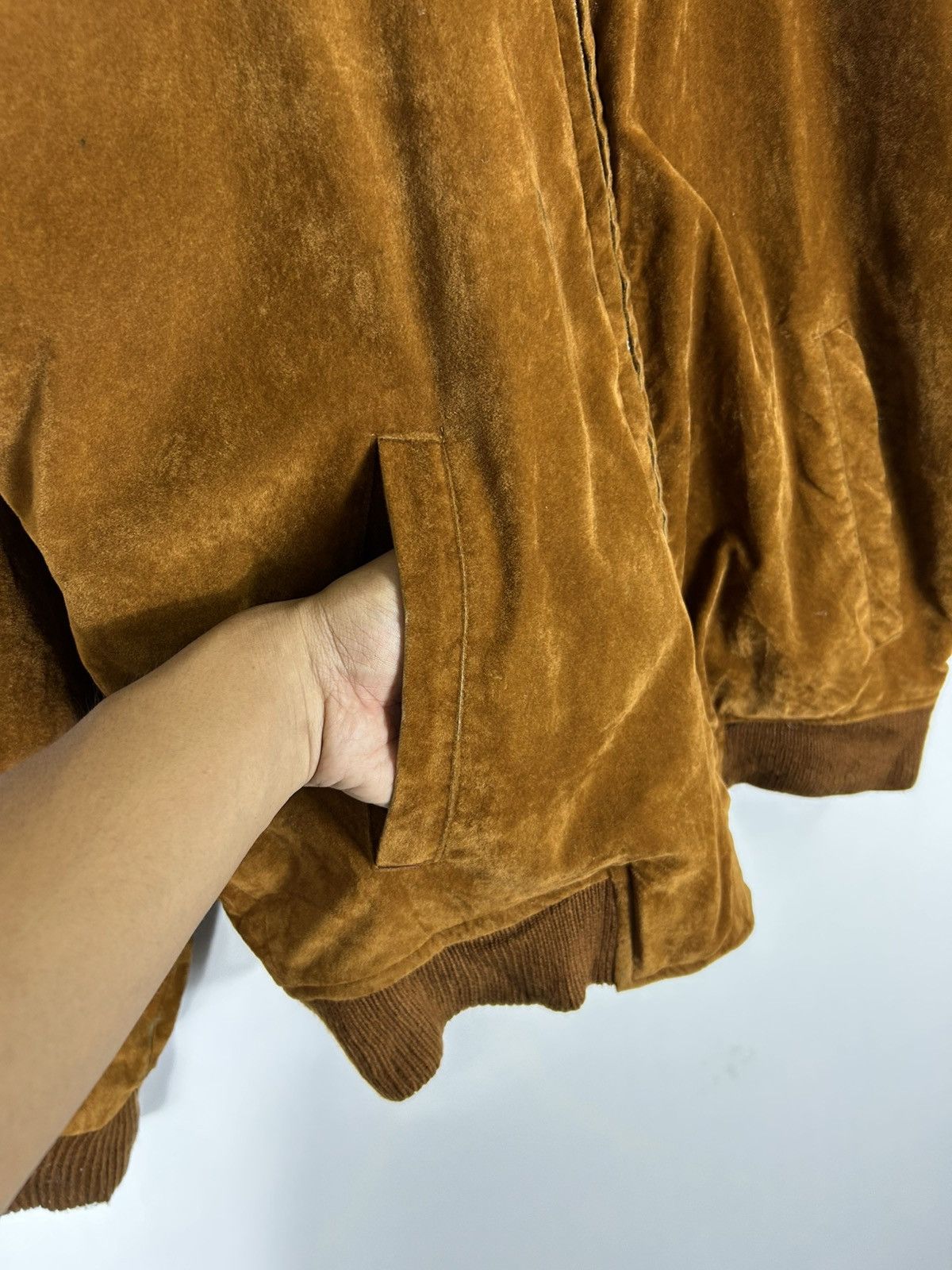 Japanese Brand ⚡️Vintage Velvet Zipper Bomber Jacket Size US L / EU 52-54 / 3 - 6 Thumbnail