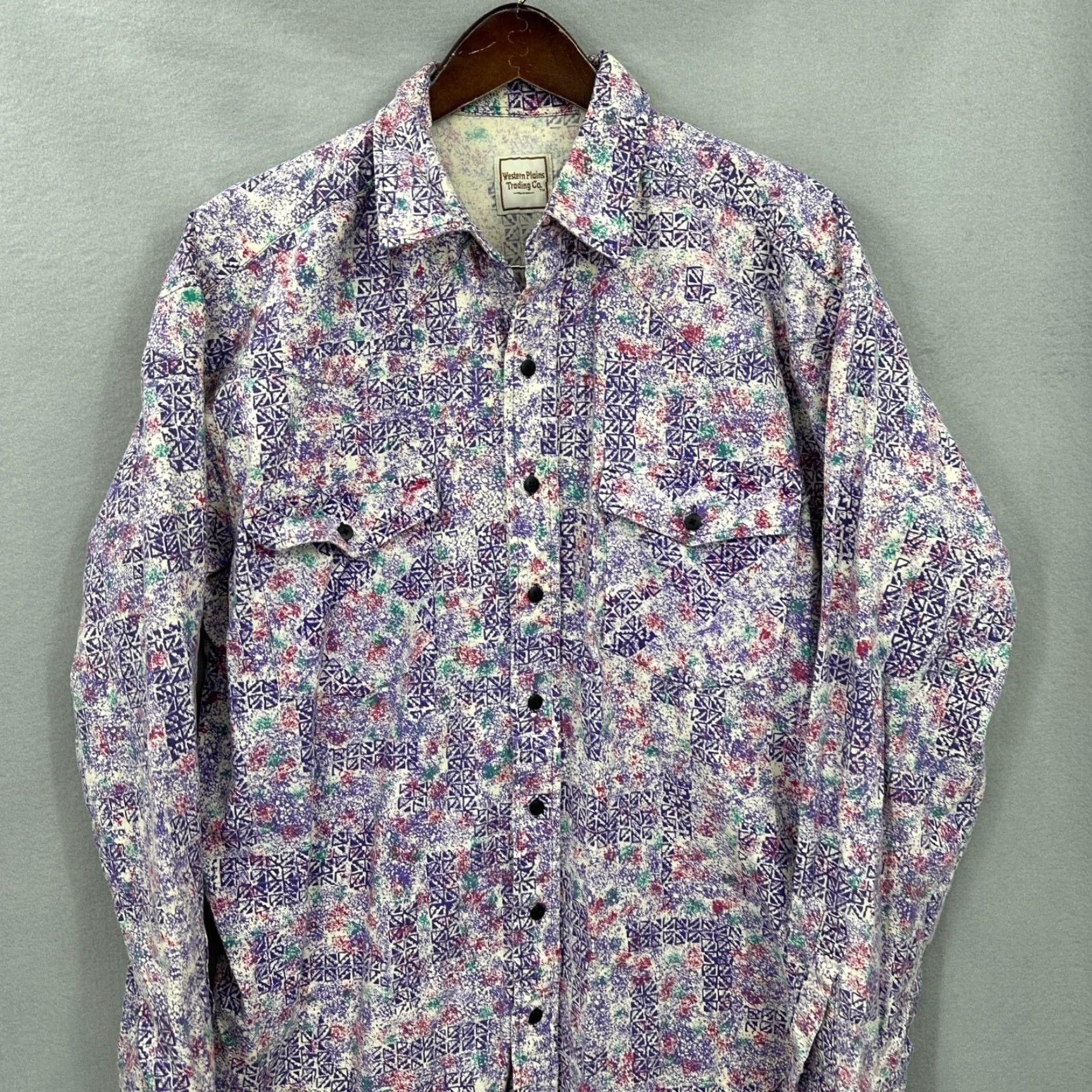 CO VINTAGE Western Plains Trading Co Shirt Mens XL Tall Purple Cowboy Rodeo Y2k 90s Size US XL / EU 56 / 4 - 3 Thumbnail