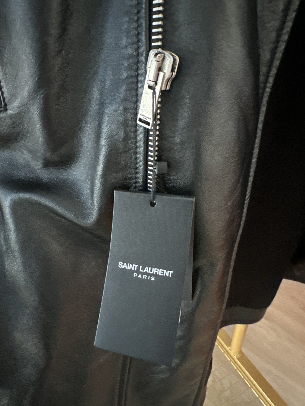 Yves Saint Laurent YSL Leather Belted Biker Jacket Size US M / EU 48-50 / 2 - 5 Thumbnail