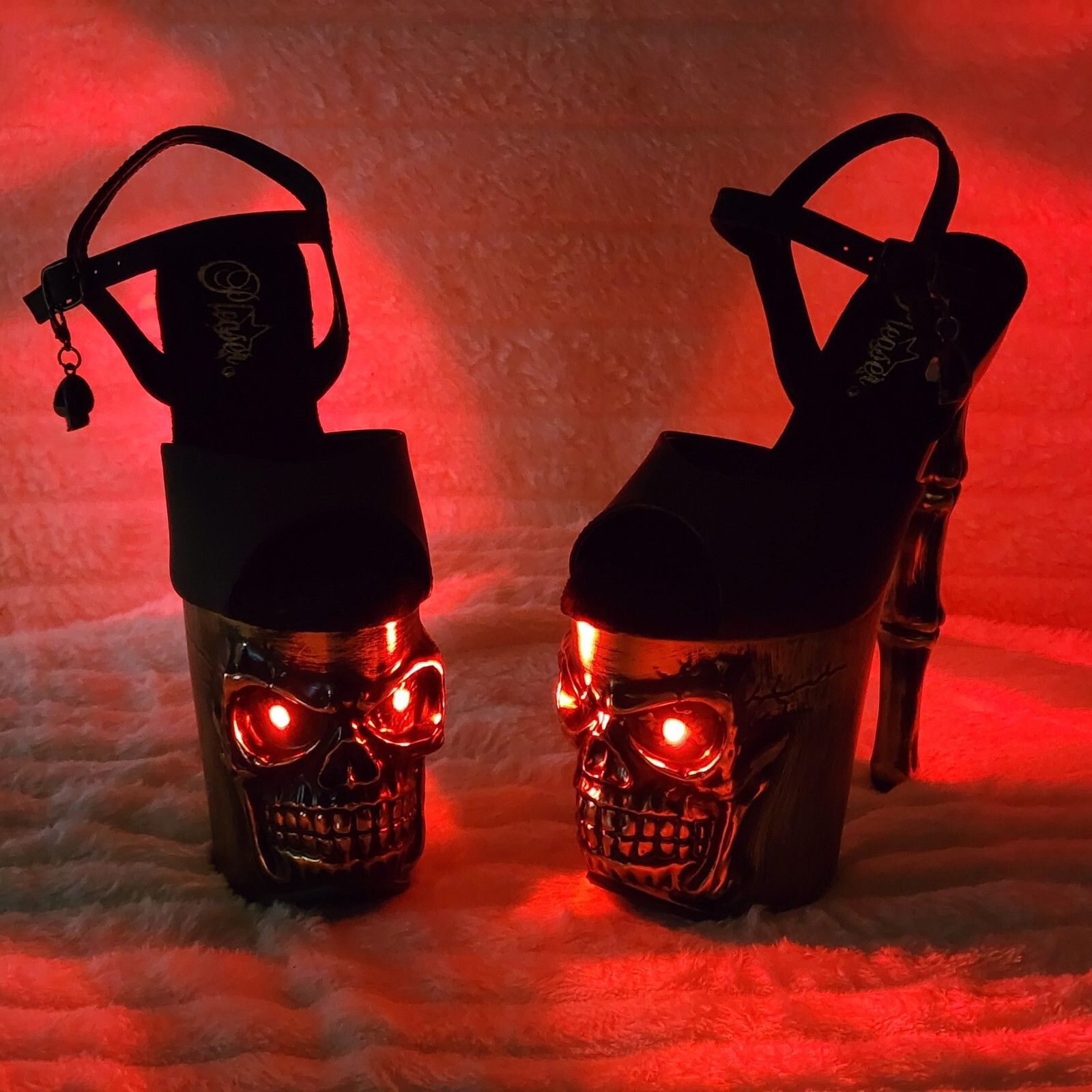 Other Rapture Clear Pewter Skull & Bones LED 8" High Heel Platform Size US 7 / IT 37 - 2 Thumbnail