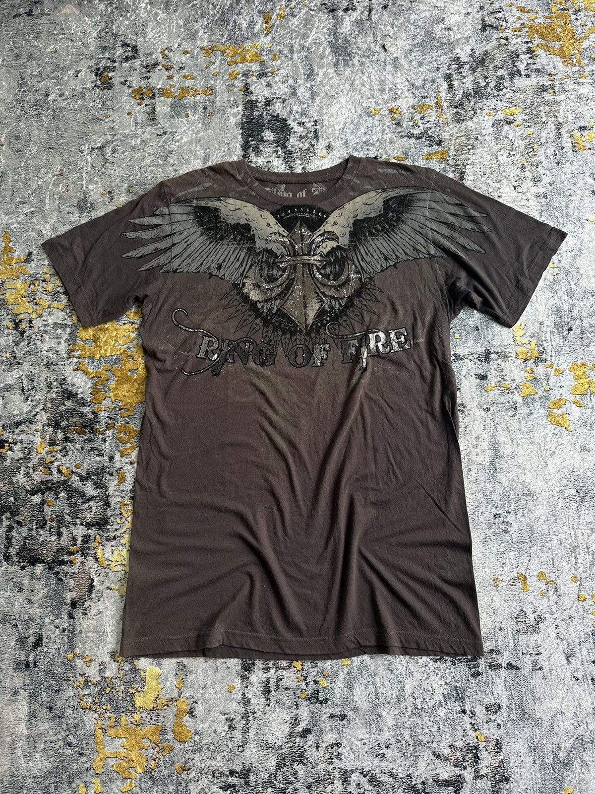 Japanese Brand AFFLICTION STYLE JAPANESE RING OF FIRE WING CROSS TSHIRT Size US M / EU 48-50 / 2 - 1 Thumbnail