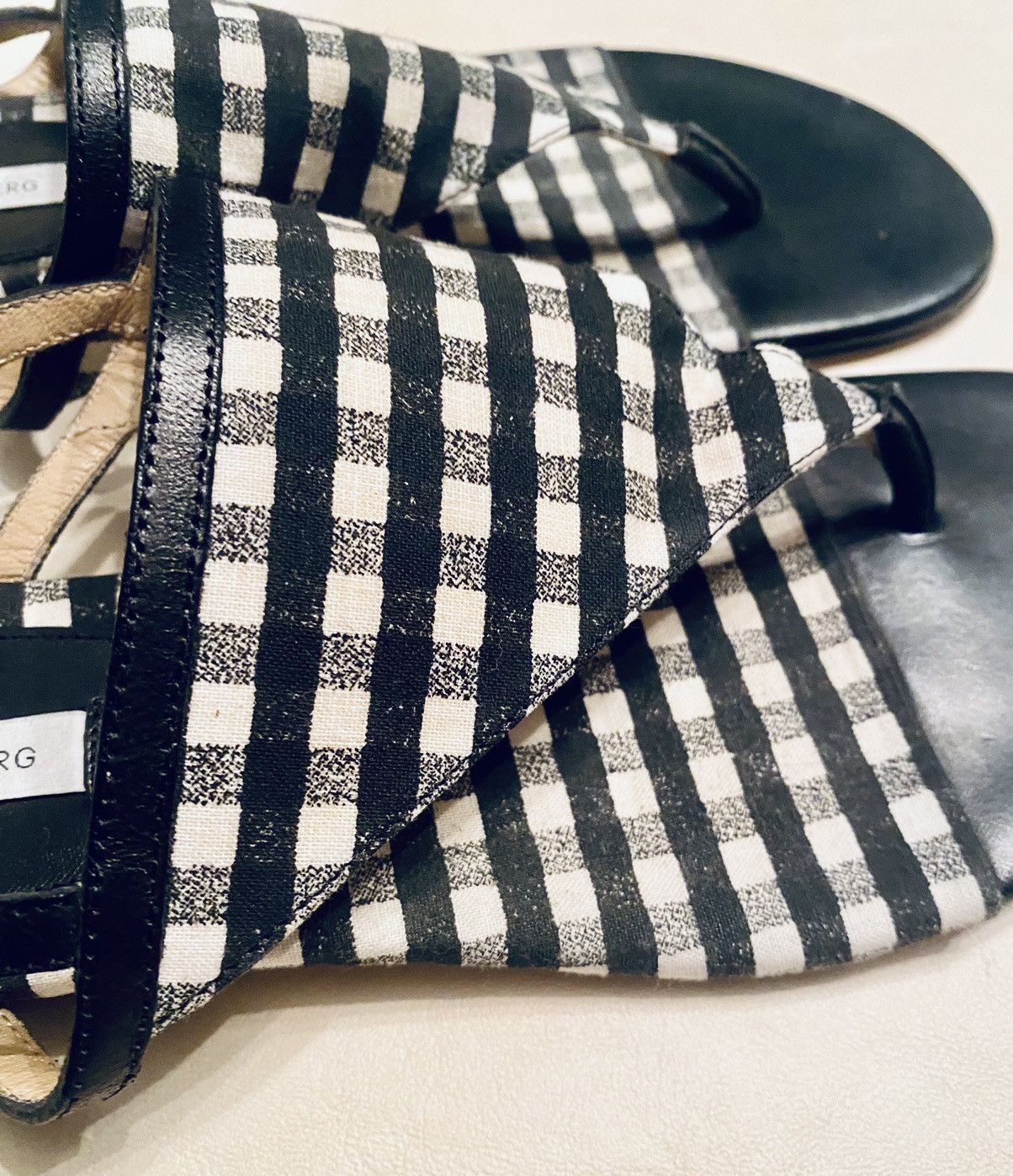 Diane von Furstenberg DvF 🇮🇹 Italian Summer Gingham Check Thong Sandals 7.5 B Size US 7.5 / IT 37.5 - 3 Thumbnail