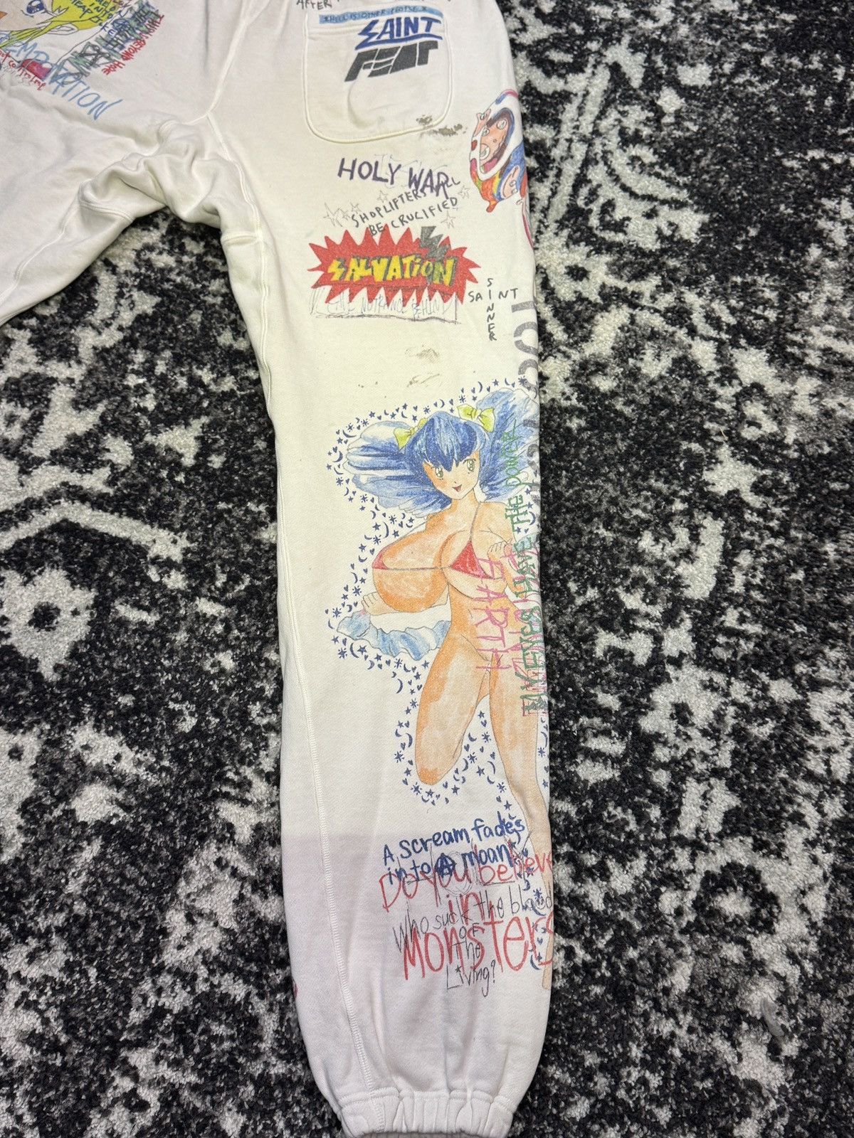 Saint Michael Saint Michael X Takashi Murakami Grafitti Sweat Pants LARGE Size US 34 / EU 50 - 7 Thumbnail