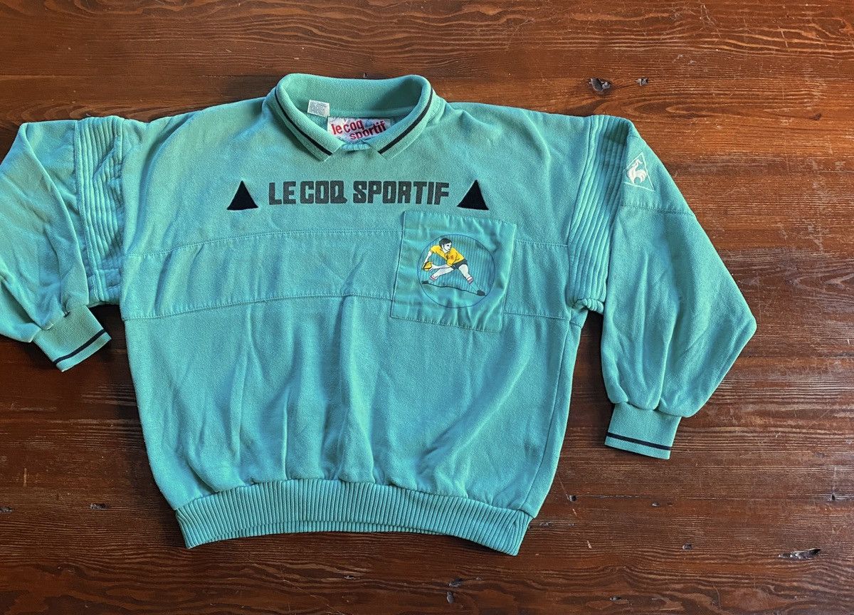 Le Coq Sportif Vintage 80’s Le Coq Sportif Teal Boxy Rugby Polo Sweatshirt Size US S / EU 44-46 / 1 - 1 Thumbnail
