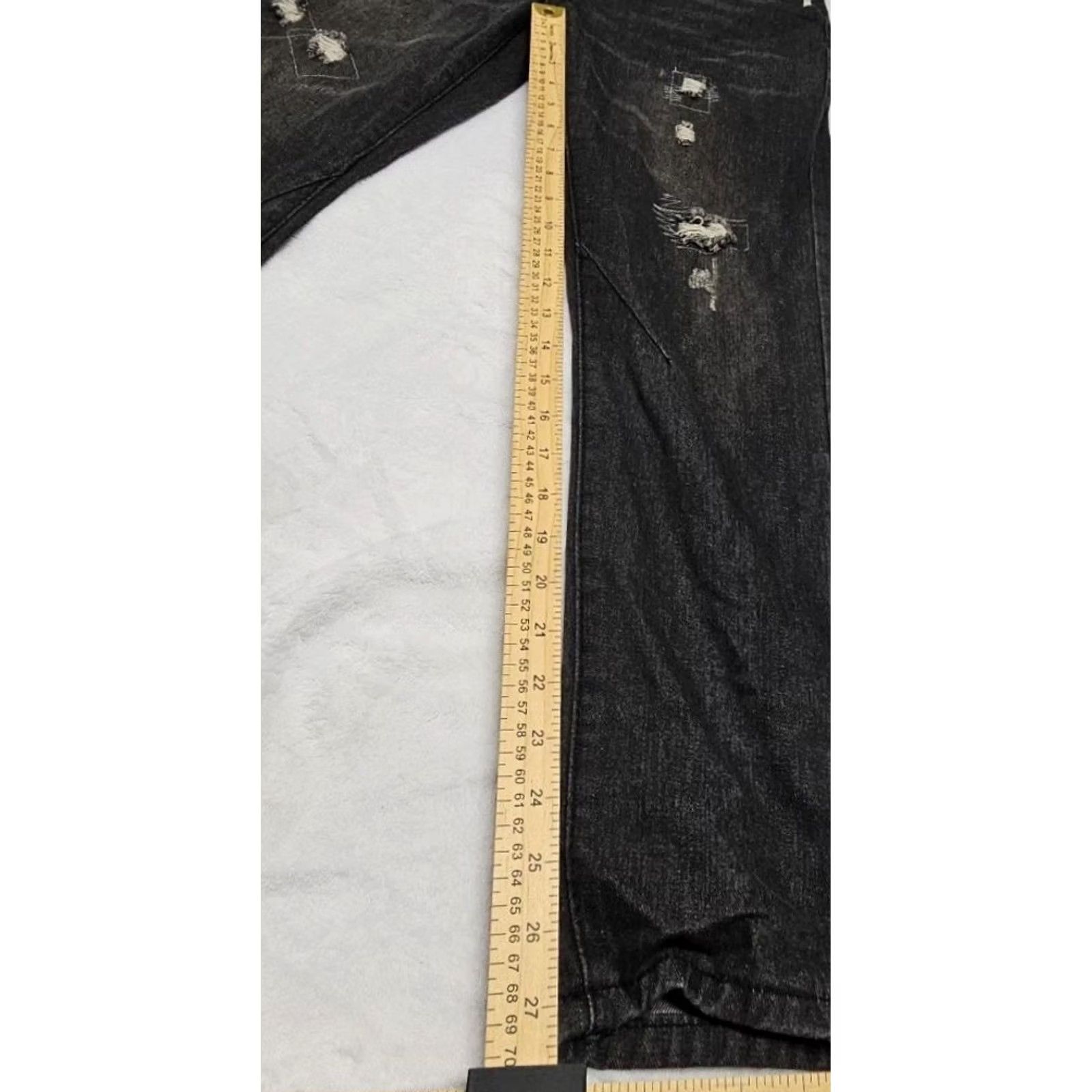 Denime VINTAGE Y2K Black Distressed Denim Jeans Size XXL Straight Leg Grunge Streetwear Women Size 24" / US 00 / IT 34 - 8 Thumbnail