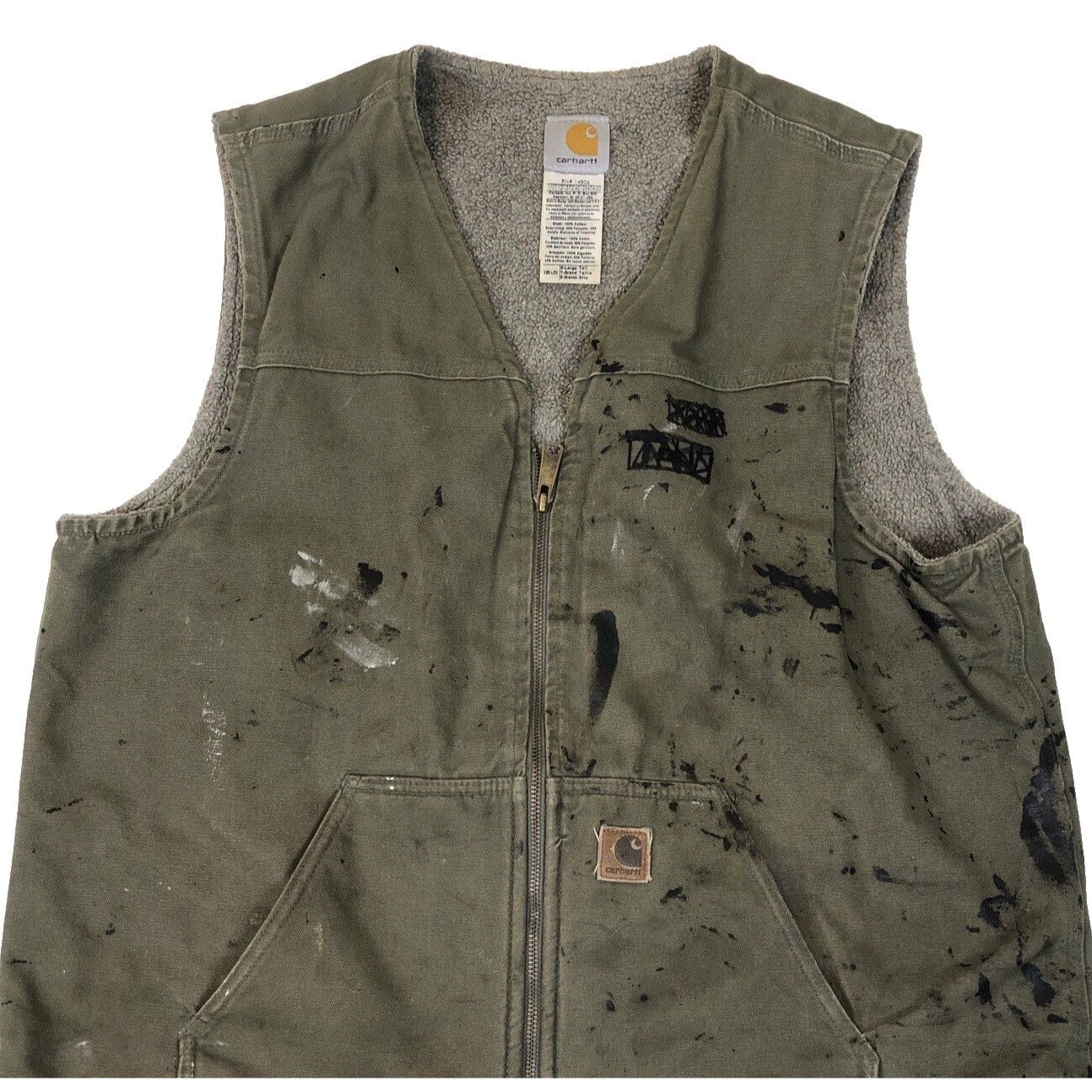 Carhartt Carhartt Mens V26 LOV Green Canvas Full Zip Sherpa Lined Dis Size US XL / EU 56 / 4 - 2 Thumbnail