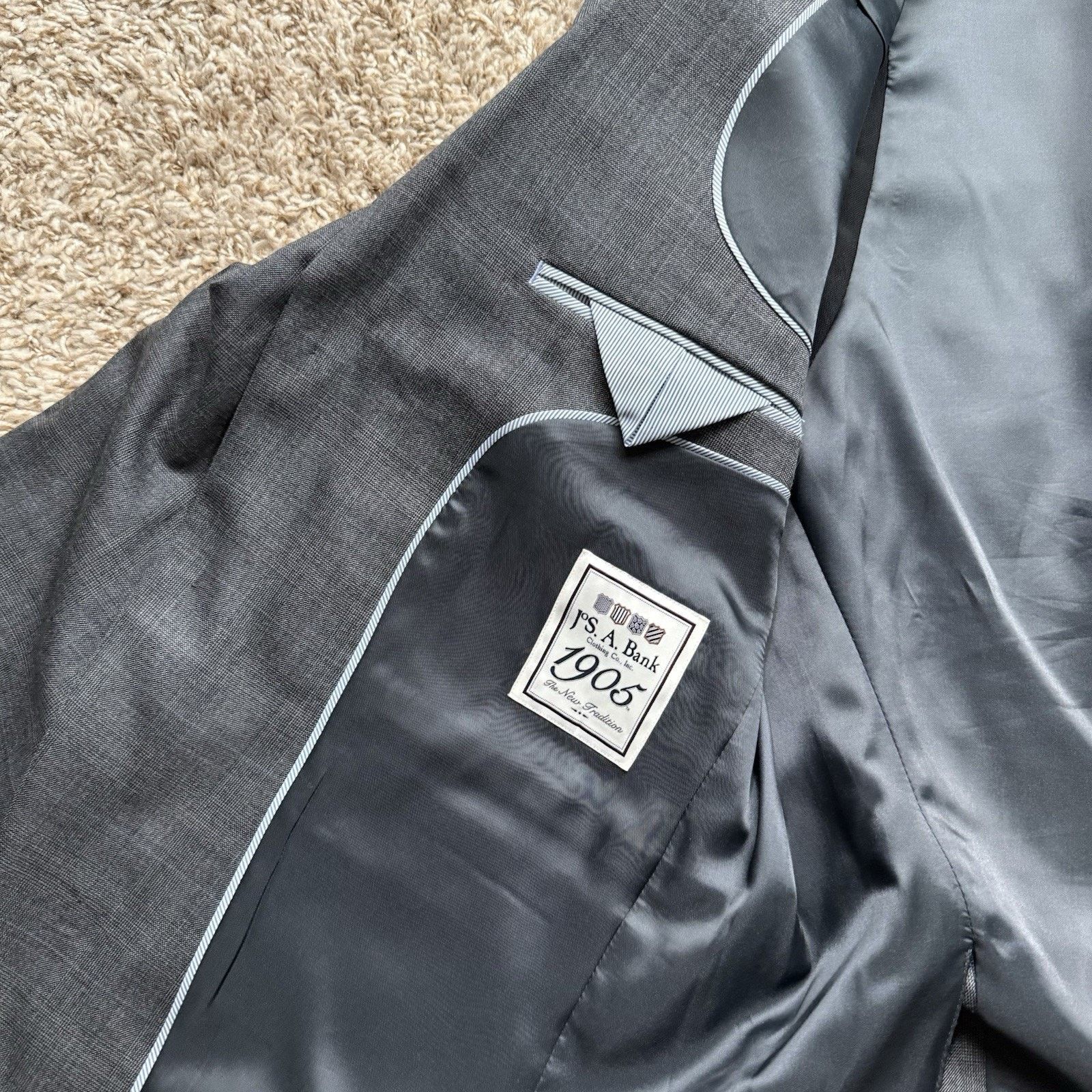 Jos. A. Bank Jos A Bank 40 Short 32” Waist Grey Wool Jacket Pants Suit Size 40S - 12 Thumbnail