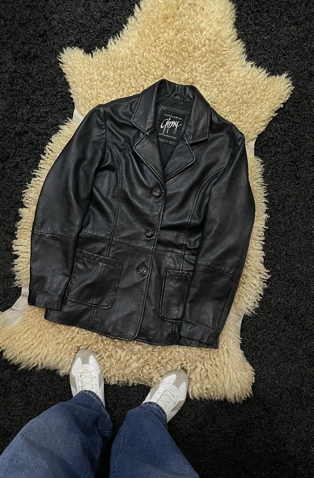 Gypsy Vintage Archive Gipsy leather coat blazer Jacket YK2 Size L / US 10 / IT 46 - 9 Thumbnail