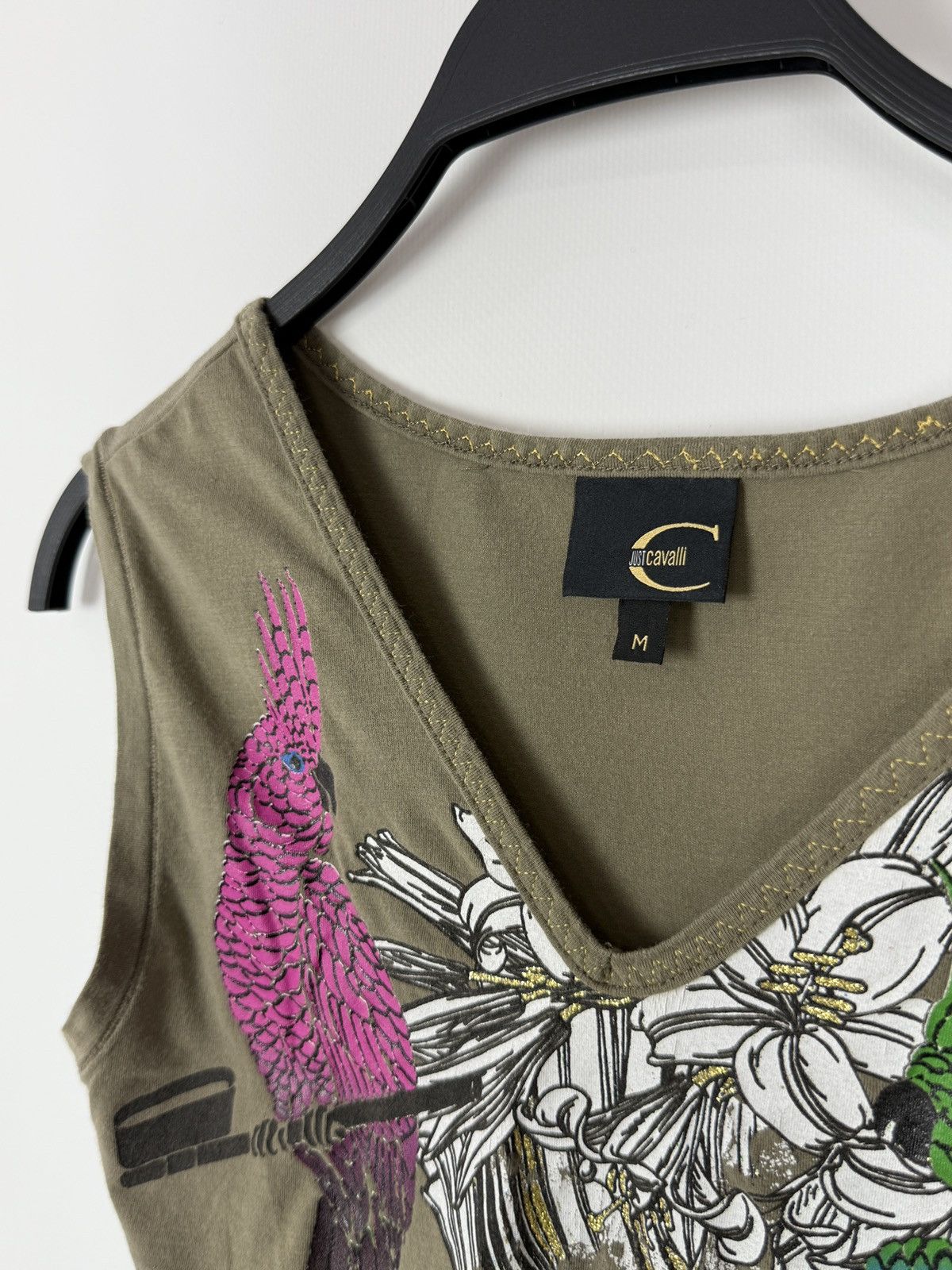 Just Cavalli Y2K Vintage Just Cavalli Parrots Graphic Tank Top M 2000s Size M / US 6-8 / IT 42-44 - 2 Thumbnail