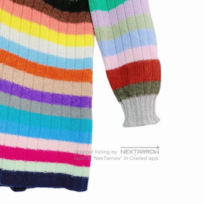Gucci Gucci Colourful striped cashmere V-neck single-breasted lo Size S / US 4 / IT 40 - 4 Thumbnail