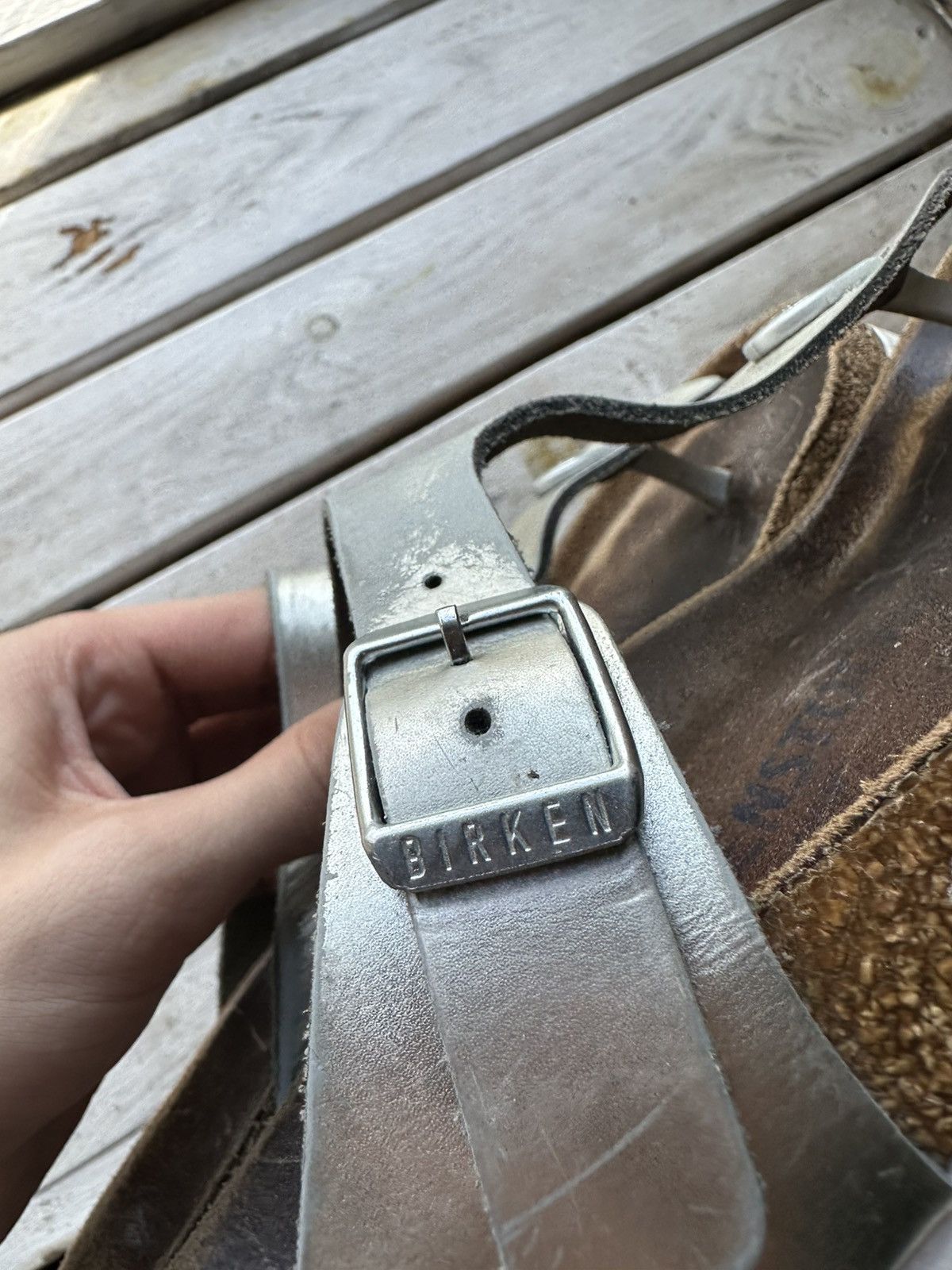 Birkenstock 🚨Vintage Birkenstock 38 silver Luxe Sandals rare slides Size US 8 / IT 38 - 13 Thumbnail