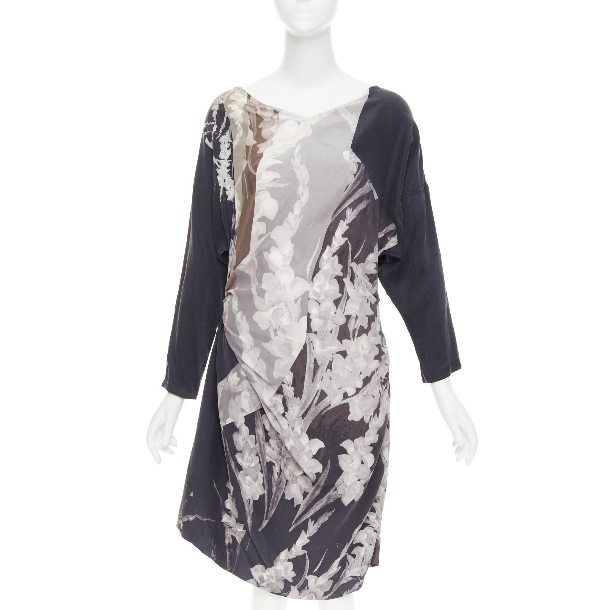 Dries Van Noten DRIES VAN NOTEN 2009 Vintage 100% silk floral print asymmetric drape dress FR38 M Size M / US 6-8 / IT 42-44 - 1 Thumbnail