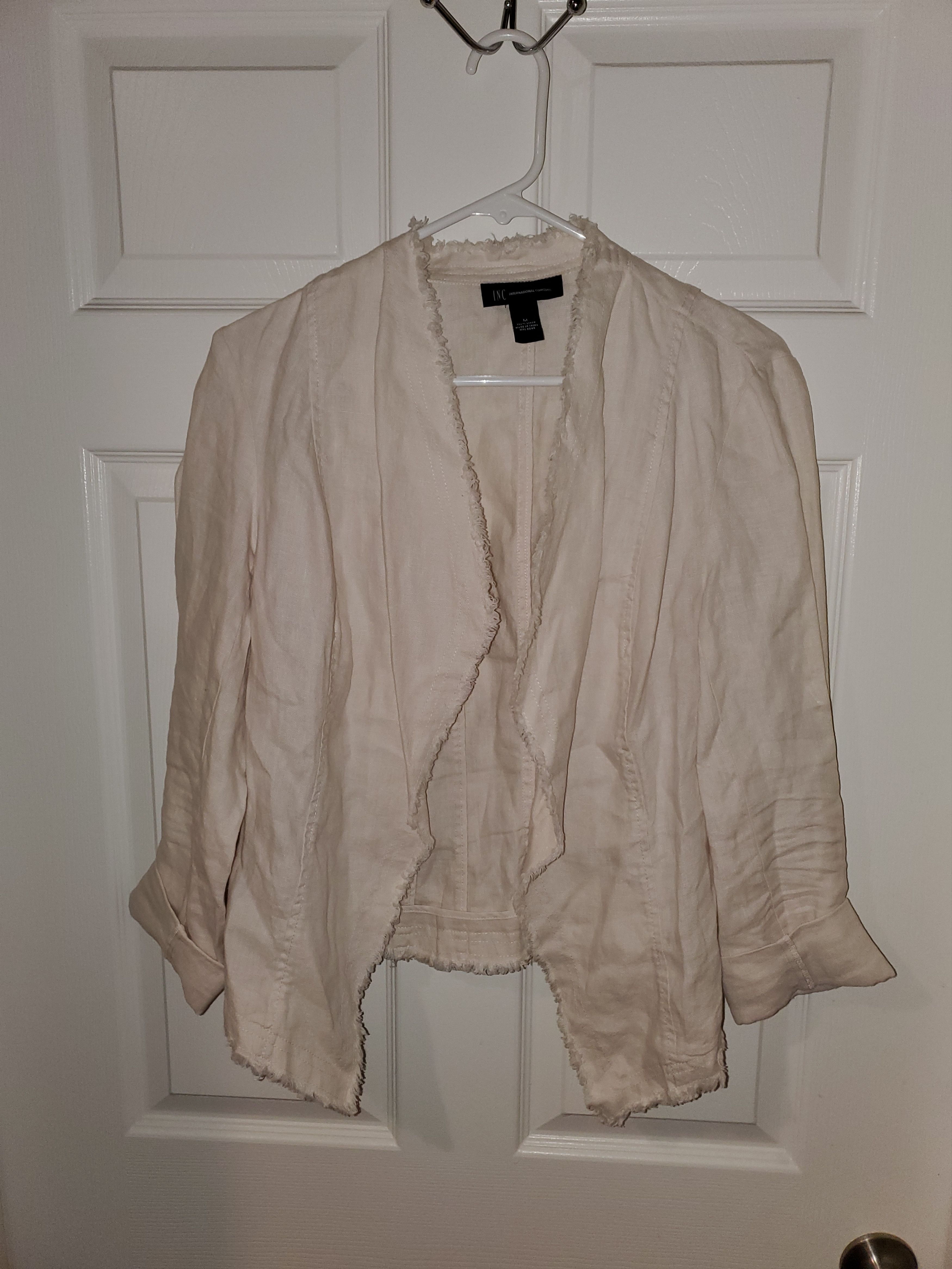 Vintage Vintage Cream Frayed Edge Linen Blazer (size M) Size M / US 6-8 / IT 42-44 - 7 Thumbnail