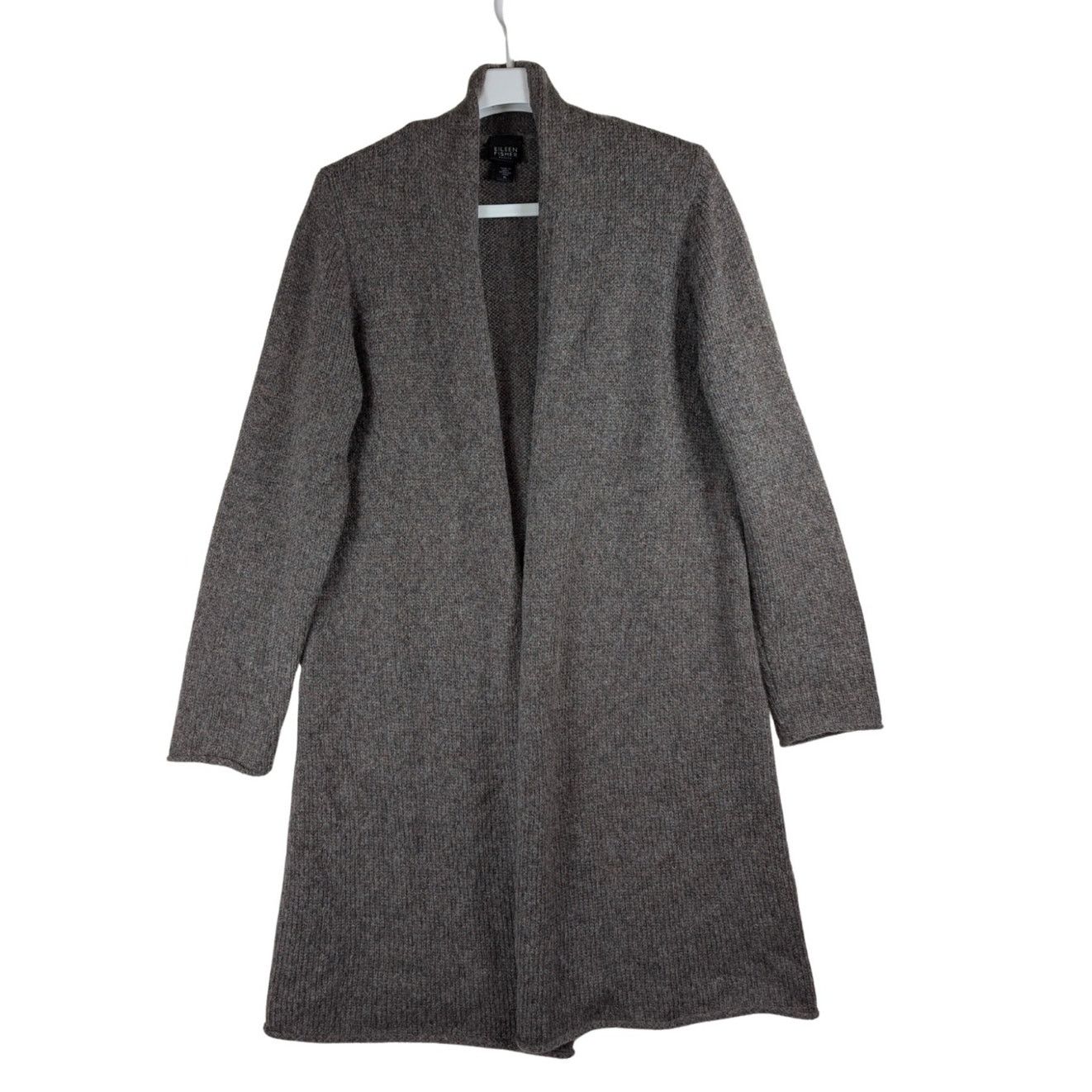 Eileen Fisher Eileen Fisher Petite Long Cardigan Gray Wool Blend Sweater Size L / US 10 / IT 46 - 1 Thumbnail