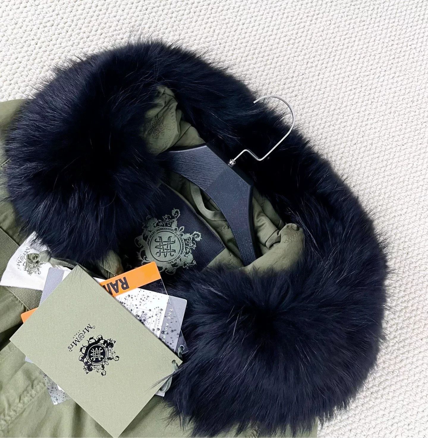 MR & MRS ITALY Mr&Mrs Military Green Embroidered Mink Cotton Coat Size US M / EU 48-50 / 2 - 3 Thumbnail
