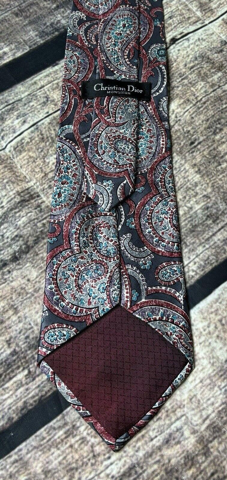 Dior Christian Dior Monsieur Pure Silk Men's Neck Tie Paisley USA Size ONE SIZE - 2 Thumbnail