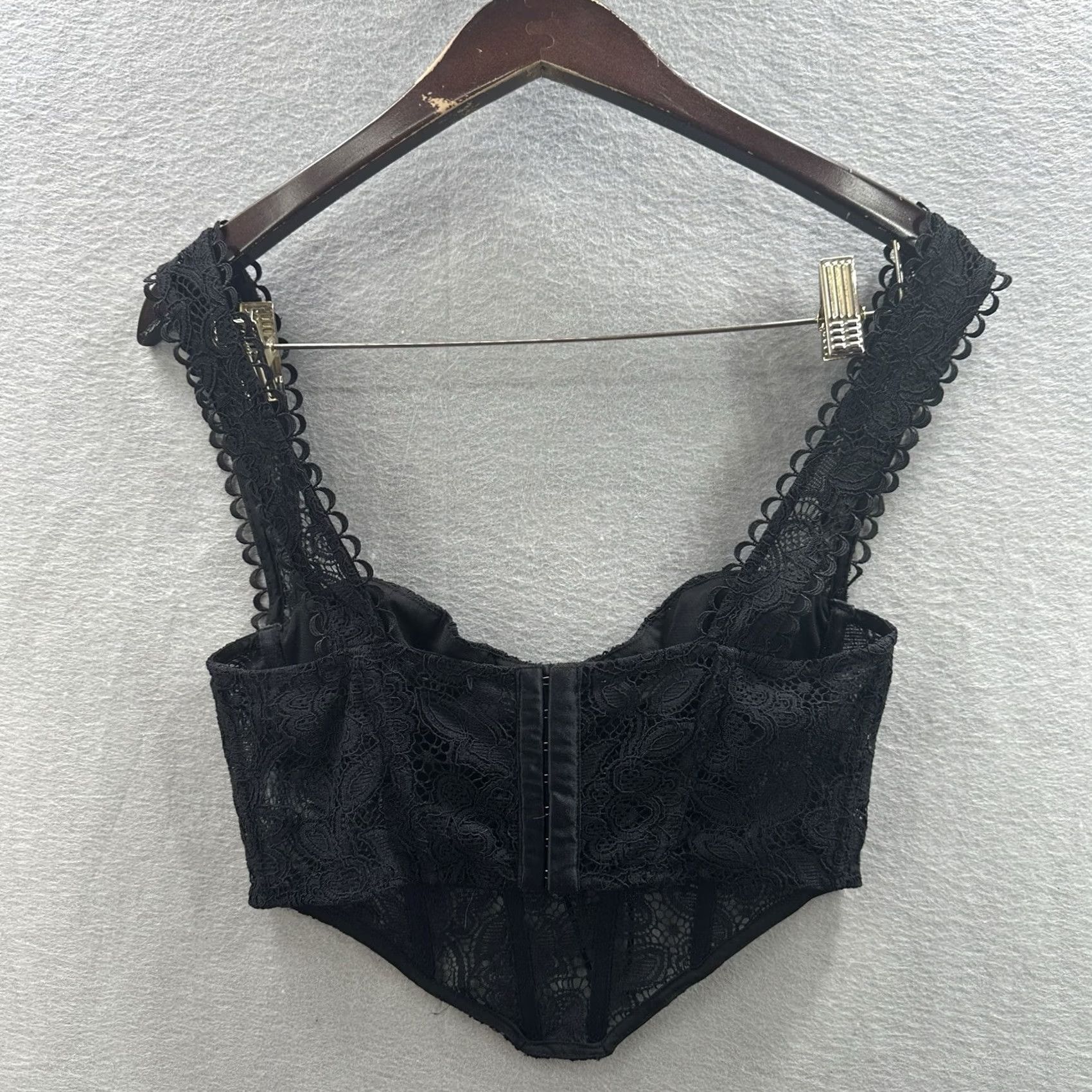 For Love & Lemons For Love And Lemons Sammie Crop Lace Corset Womens Medium Black Cropped Blouse Bohemian Designer 90s Witchy Fashion Womens M Black Size M / US 6-8 / IT 42-44 - 7 Thumbnail