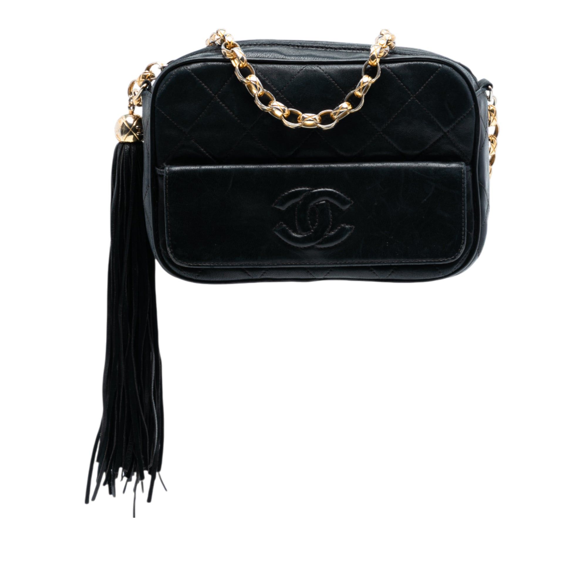 Mini CC Quilted Lambskin Tassel Camera Bag