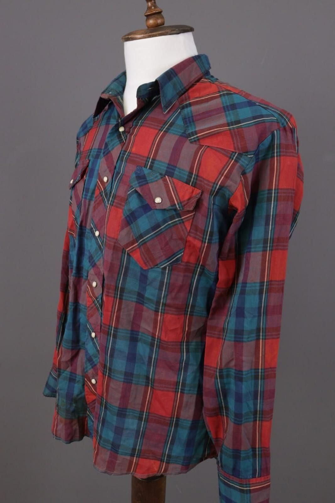 Wrangler Vintage Wrangler Multi Check Snap Western Shirt Size XL Size US XL / EU 56 / 4 - 10 Thumbnail