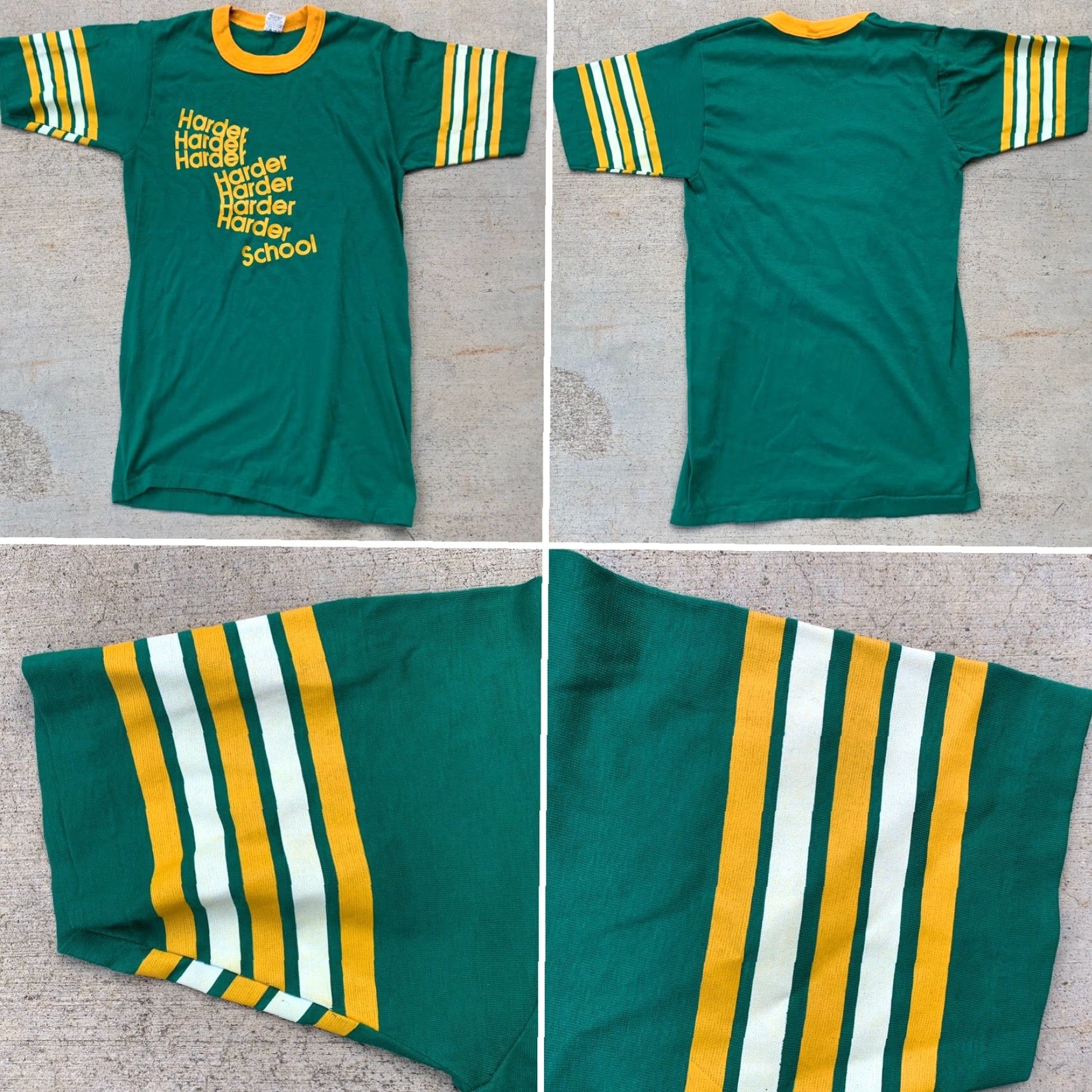 Velva Sheen VINTAGE Velva Sheen Harder School T Shirt Ringer Neck 70s 80s Made In USA M Green Graphic Tee Mens Size US M / EU 48-50 / 2 - 4 Thumbnail