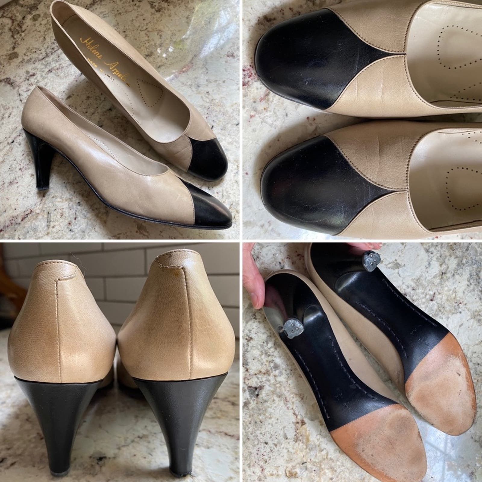 image of Van Cleef Arpels Helene Arpels Ivory Leather Spectator Pumps Italy 9.5 Aa Shoes in Cream, Women's