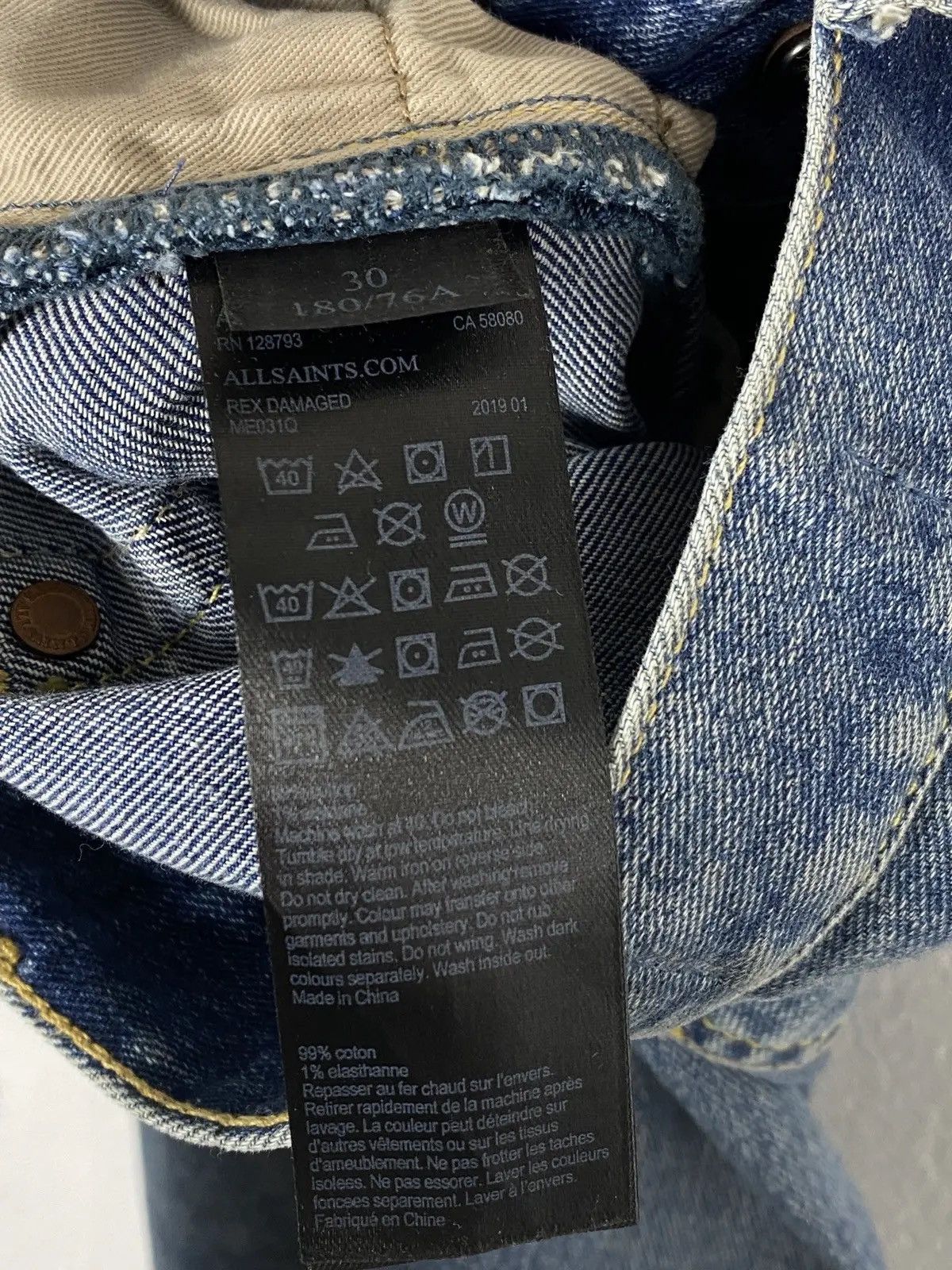 Allsaints Allsaints Rex Damaged Denim Jeans In Size 30 Size US 30 / EU 46 - 14 Thumbnail