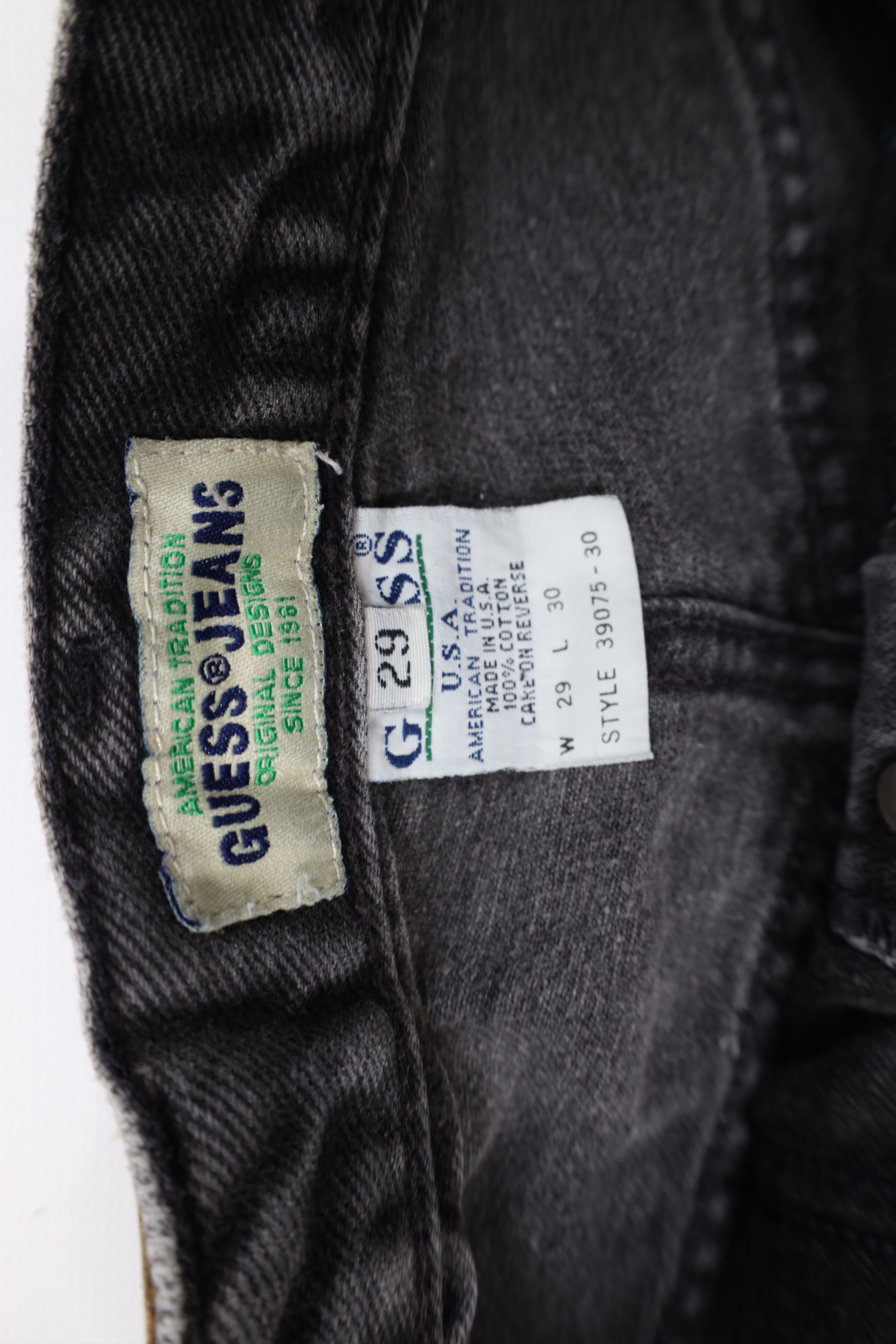 Guess Vintage 80s 90s Guess Tapered Leg Denim Jeans Black USA Size 29" - 10 Thumbnail