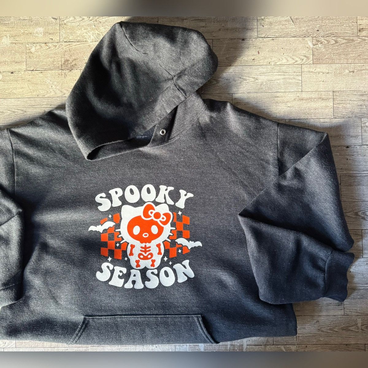 Other Spooky Skeleton Kitty, Reworked Retro Hooded Sweatshirt Size M / US 6-8 / IT 42-44 - 4 Thumbnail