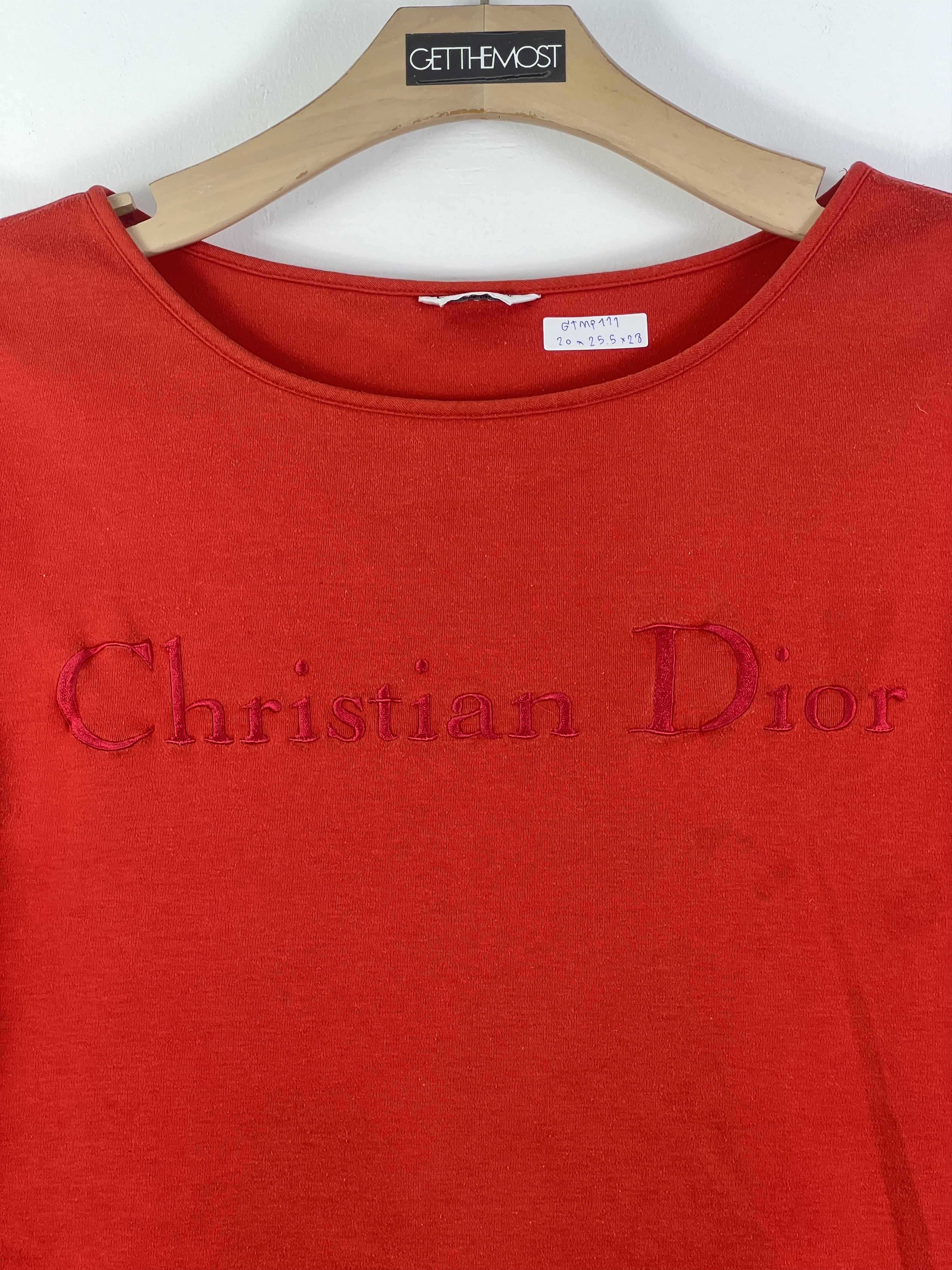 Dior Vintage Christian Dior Embroidery Box Logo L/S Tee GTMP111 Size L / US 10 / IT 46 - 2 Thumbnail