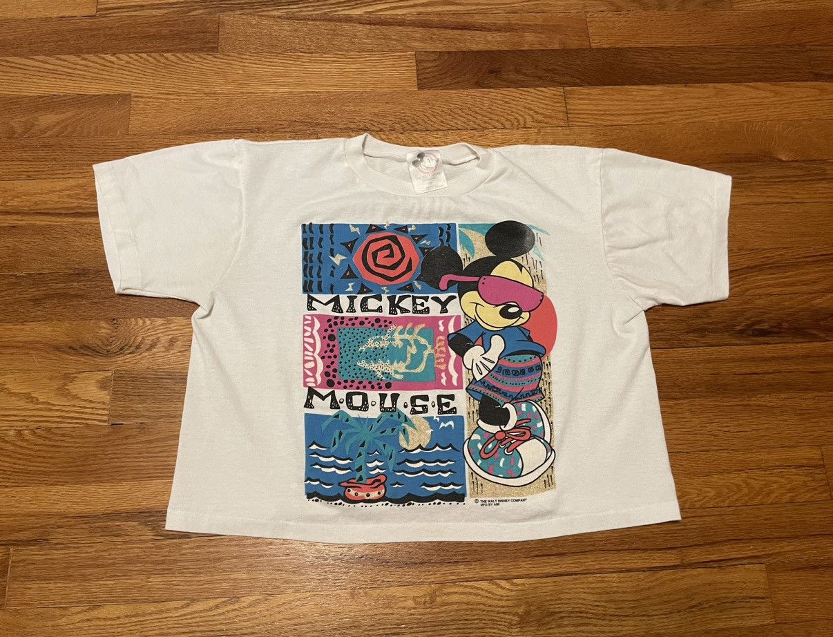 Vtg 80s RARE Disney Hawaiian Beach Hip Hop Crop Top T Shirt main image 1