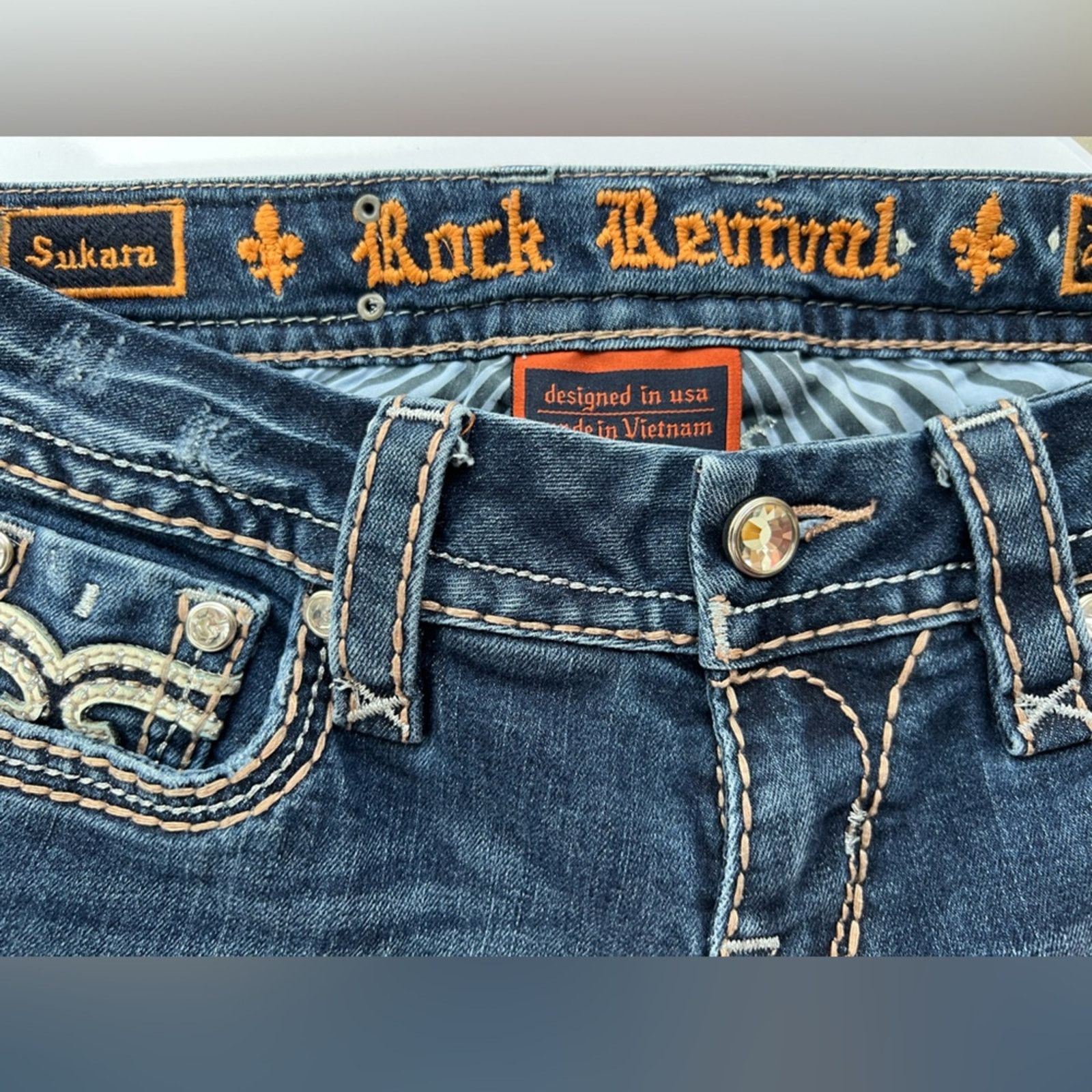 Rock Revival Rock Revival Jeans Sukara 26 Crop Inseam 25.5" Thick Stitch Size 26" / US 2 / IT 38 - 9 Thumbnail