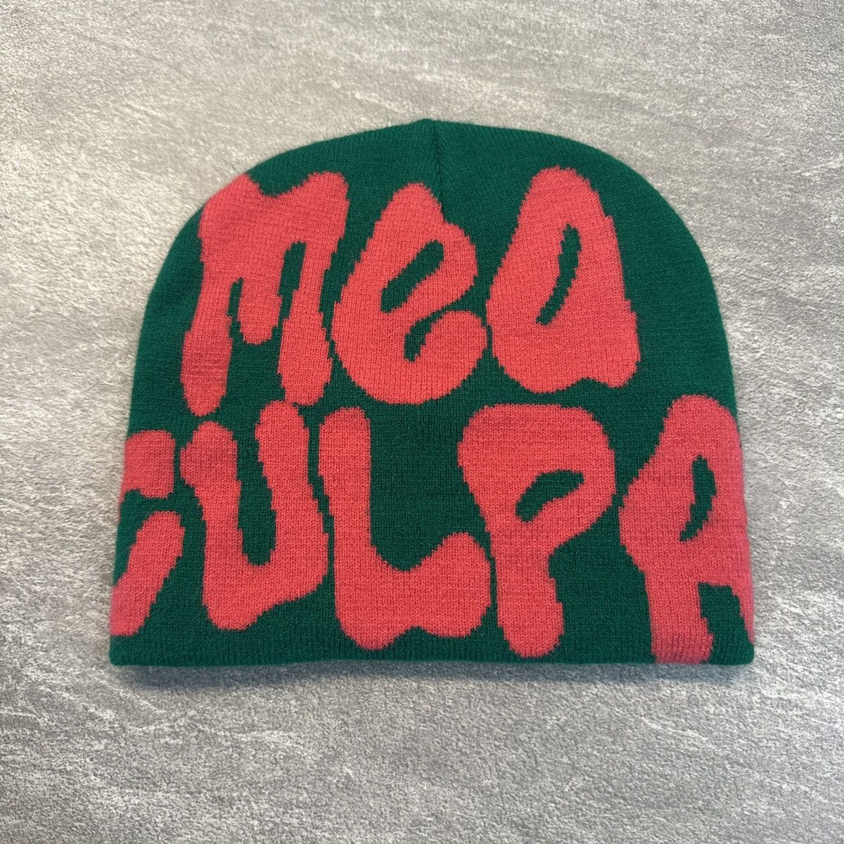 Other Mea Culpa Green Pink Unisex OSFM Beanie Hat Cap Winter Warm Size ONE SIZE - 1 Thumbnail