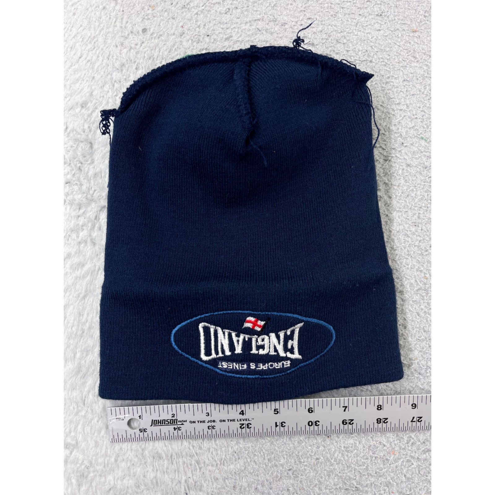 Vintage VINTAGE Europes Finest England Beanie Toque Adult One Size Blue Knit Embroidered Acrylic Size ONE SIZE - 4 Thumbnail