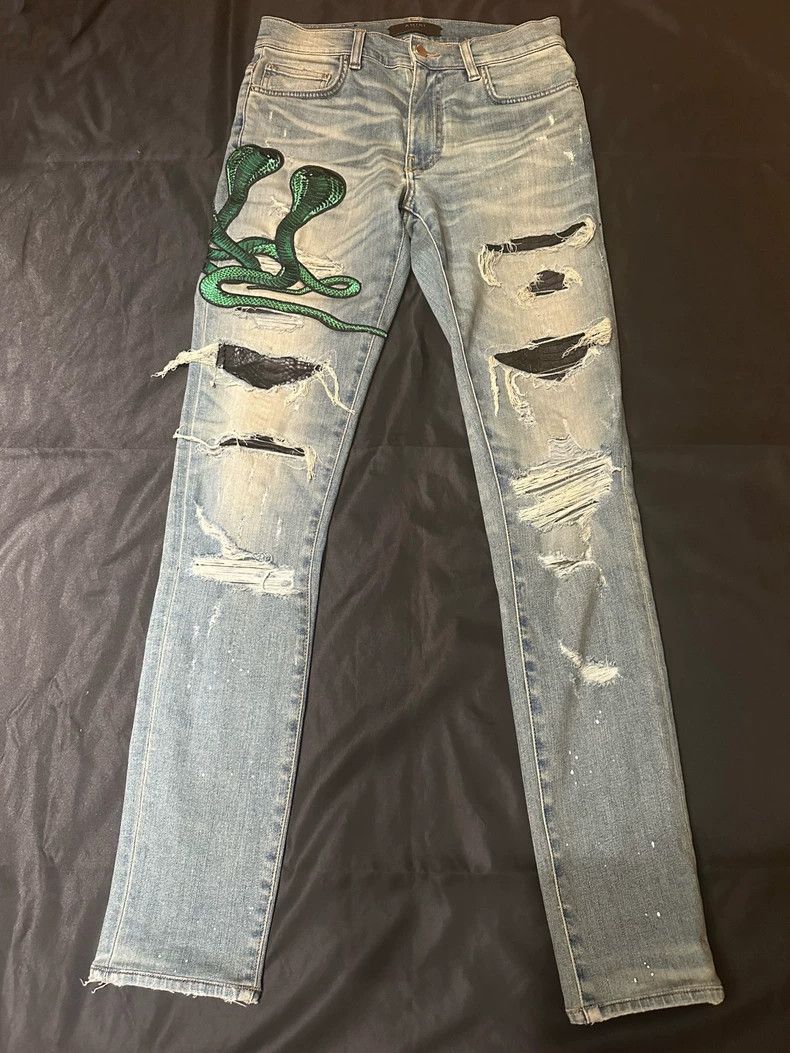Clothing Amiri Snake Denim AMIRI Jeans Mens 30 Blue Denim Cobra