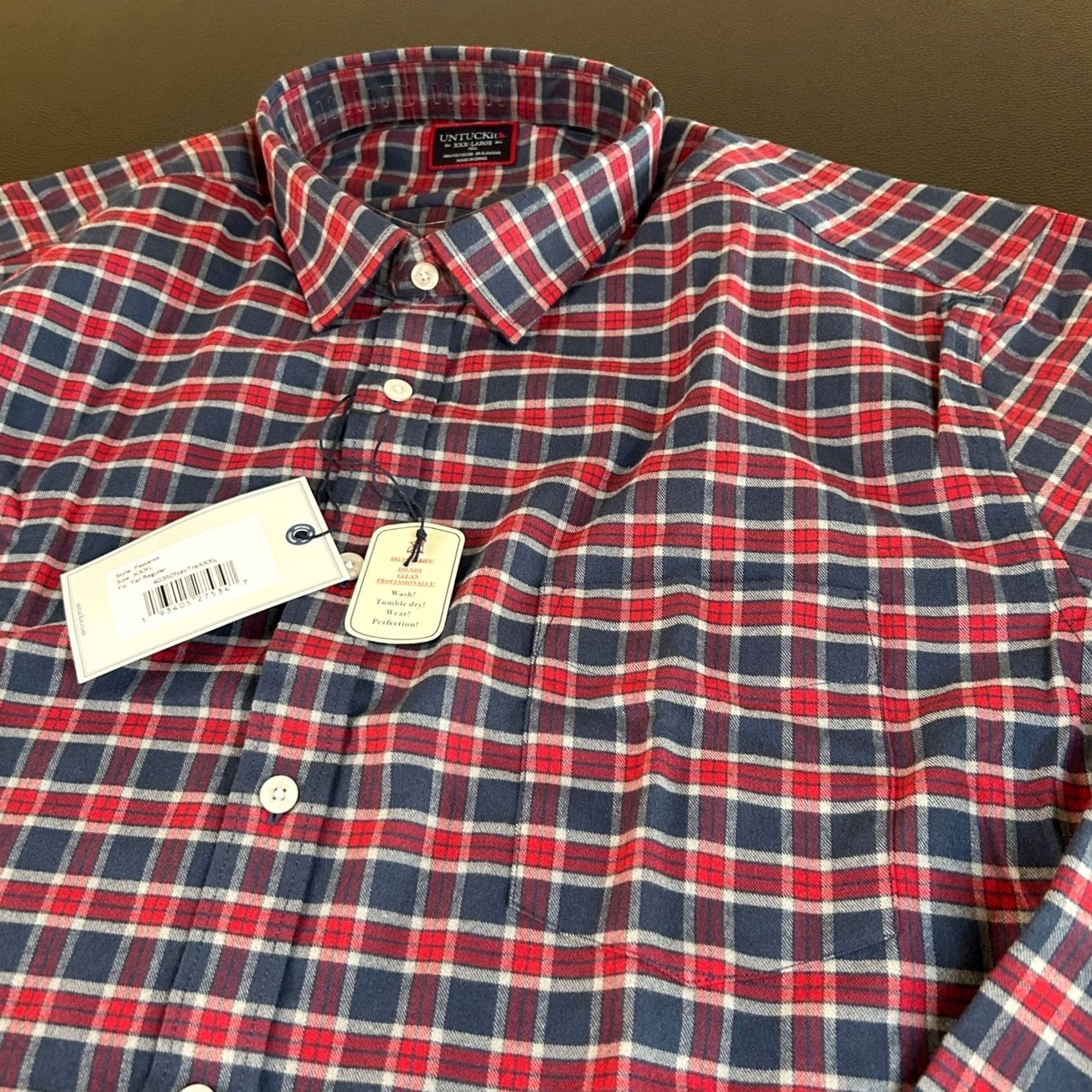 UNTUCKit UNTUCKit Flannel Shirt Plaid Long Sleeve Button Up Mens XXXXL Tall Red NWT Shirt Size US XXL / EU 58 / 5 - 7 Thumbnail