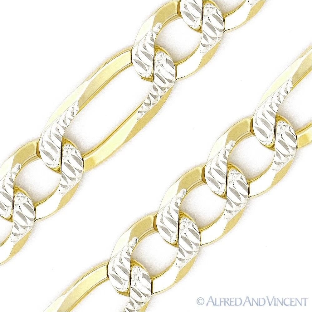 Other 8.4mm Figaro / Figaroa Link D-Cut Pave Chain Bracelet Size ONE SIZE - 2 Thumbnail