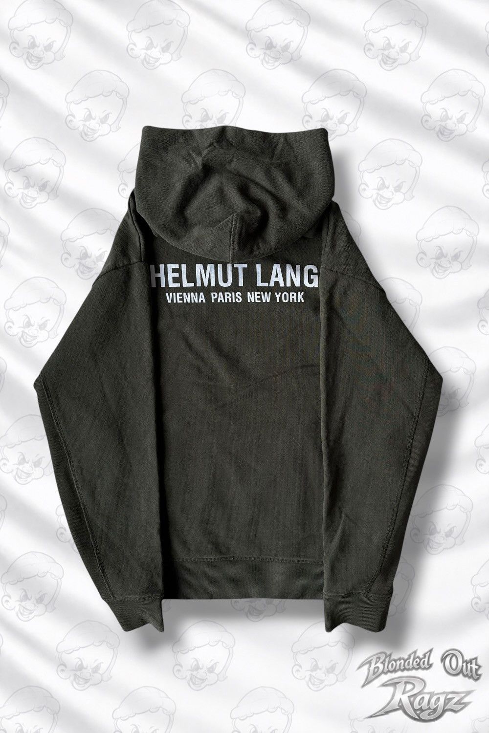 Helmut Lang Helmut Lang Khaki Logo Stripes Hoodie Size US XL / EU 56 / 4 - 1 Thumbnail