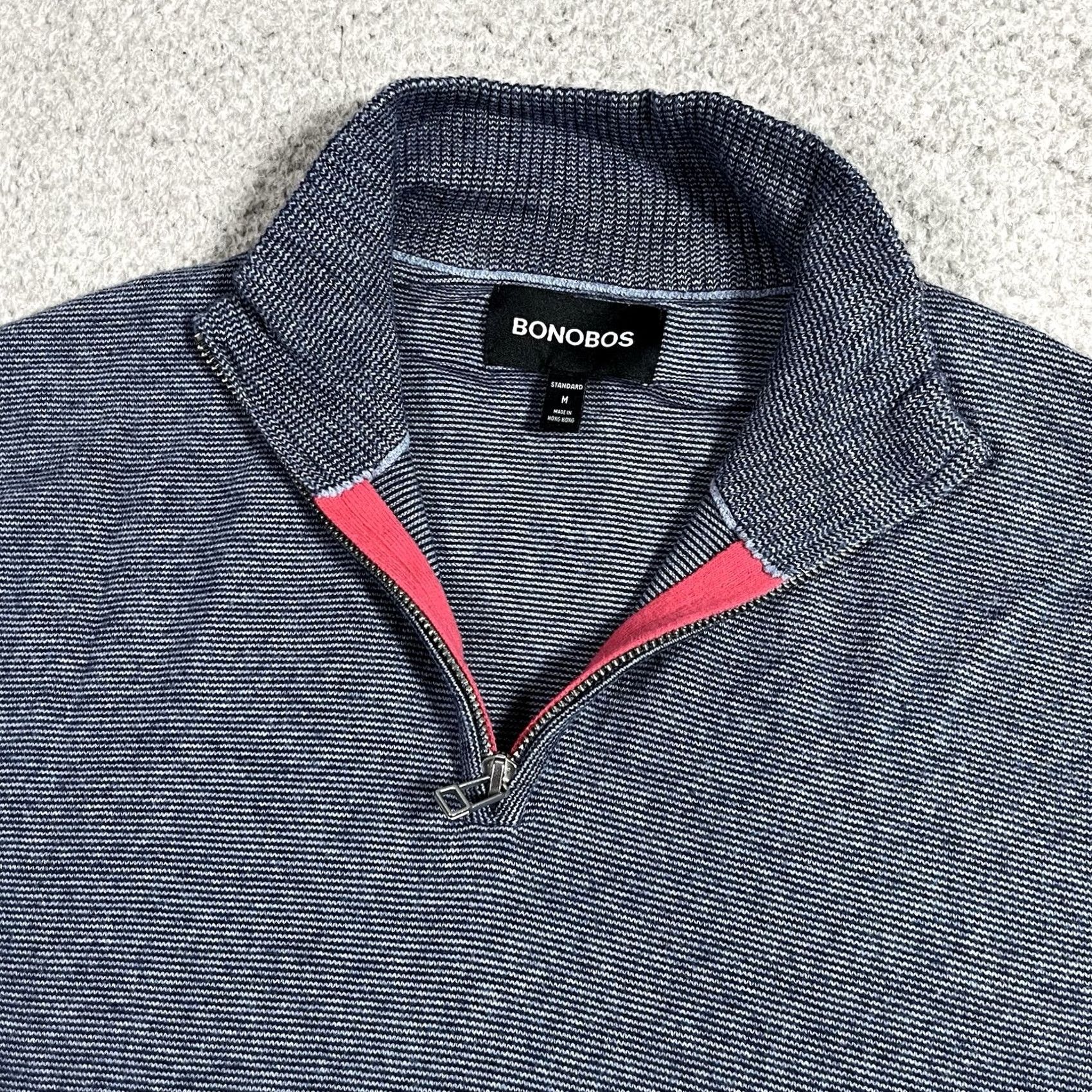Bonobos Bonobos 1/4 Zip Pullover Mens M Blue Cotton Cashmere Long Sleeve Sweater Size US M / EU 48-50 / 2 - 6 Thumbnail