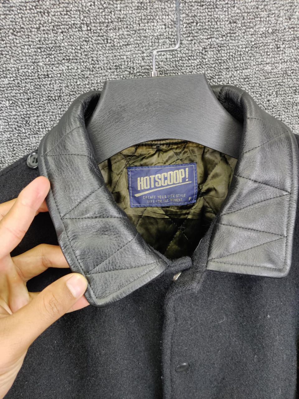Japanese Brand Vintage 90s Hotscoop Wool Varsity Leather Jacket Size US L / EU 52-54 / 3 - 4 Thumbnail