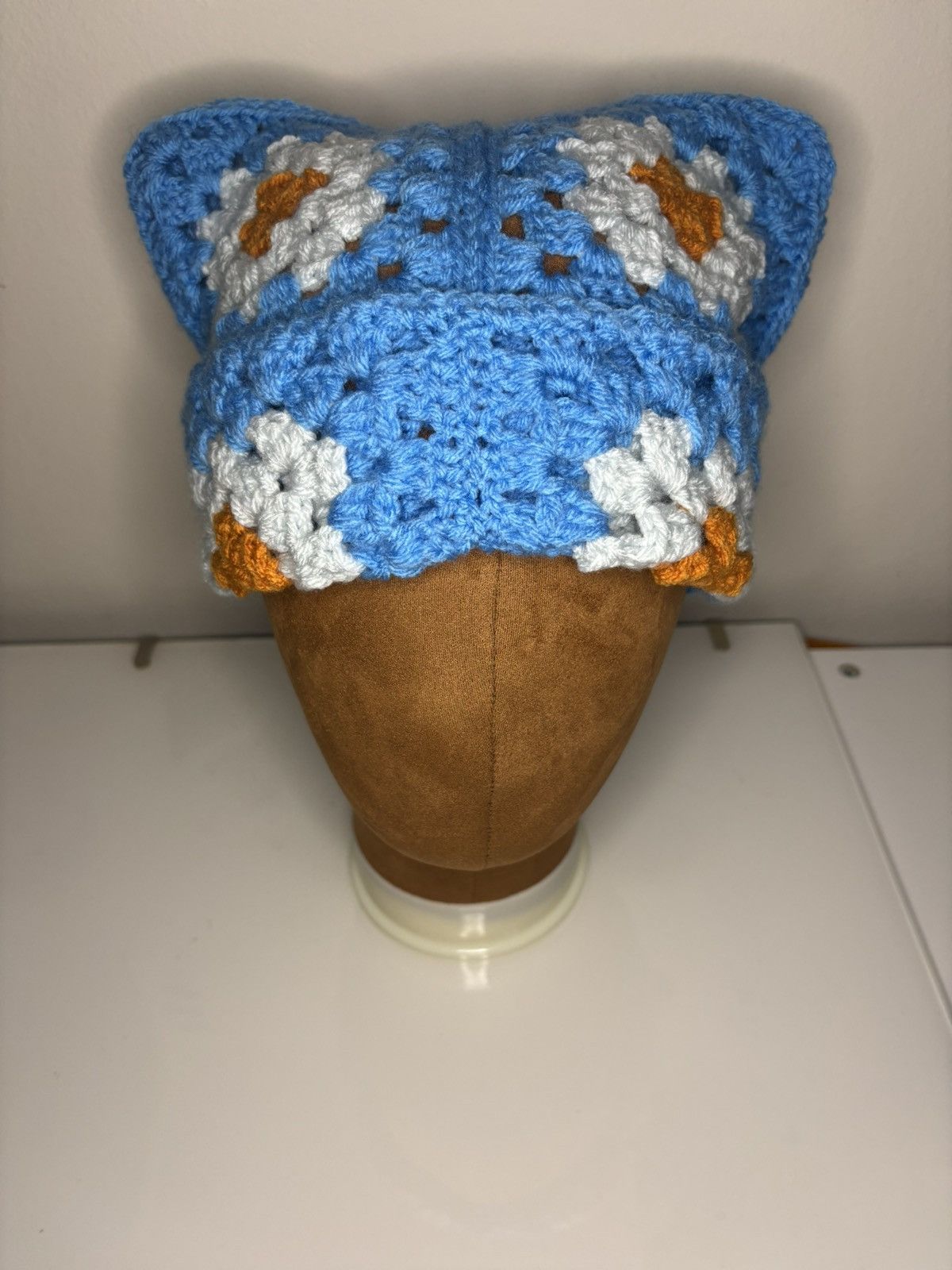 Handmade Mudkip-Inspired Crochet Cat Ear Hat Size ONE SIZE - 1 Thumbnail
