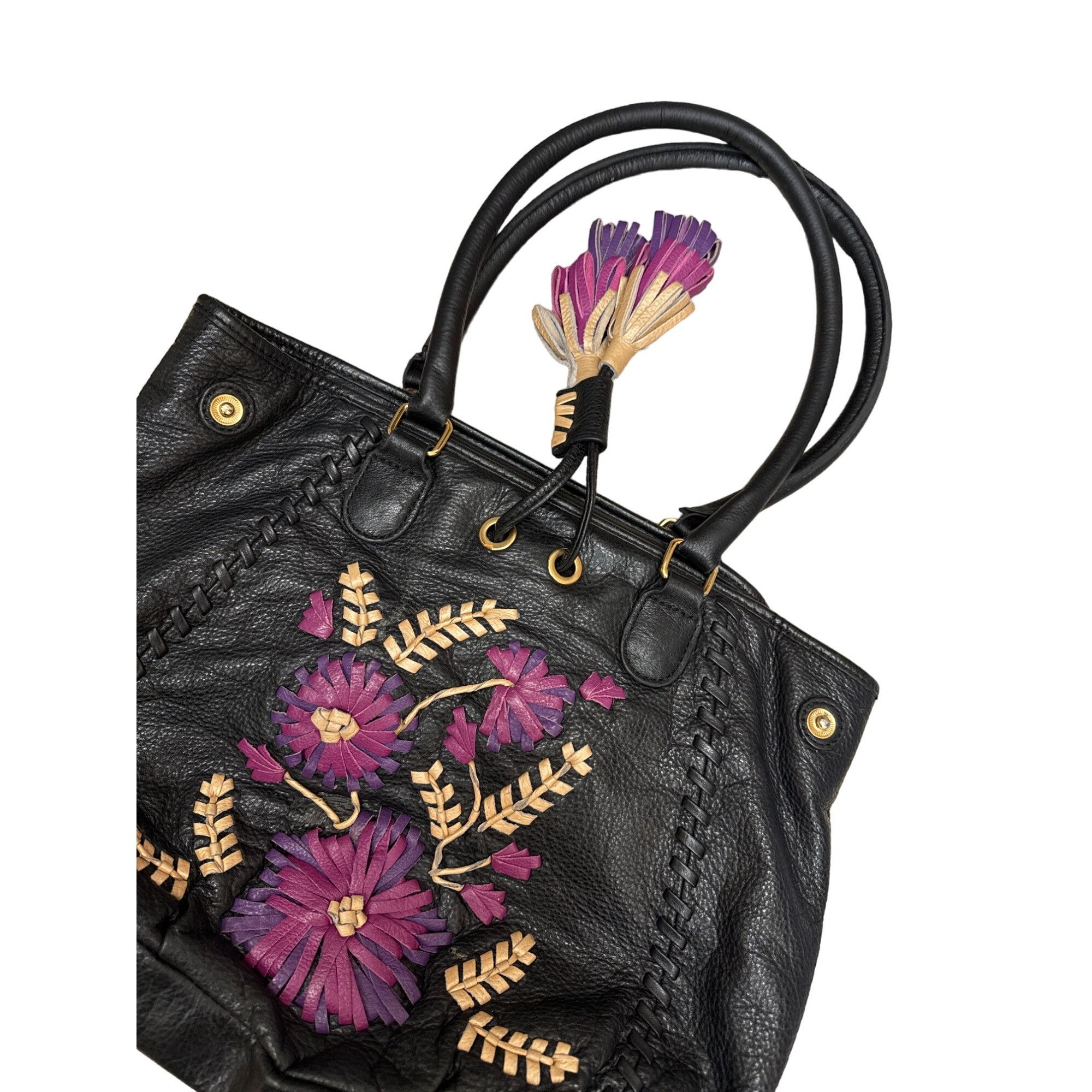 Other Isabella Fiore vintage leather tossled floral handbag 3227 Size ONE SIZE - 4 Thumbnail