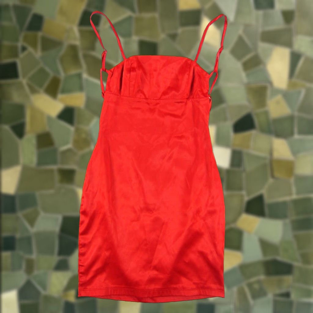 Vintage VINTAGE White Fox Red Silky Open Back Stretch Party Cocktail Tank Slip Mini Dress XS Size XS / US 0-2 / IT 36-38 - 1 Thumbnail