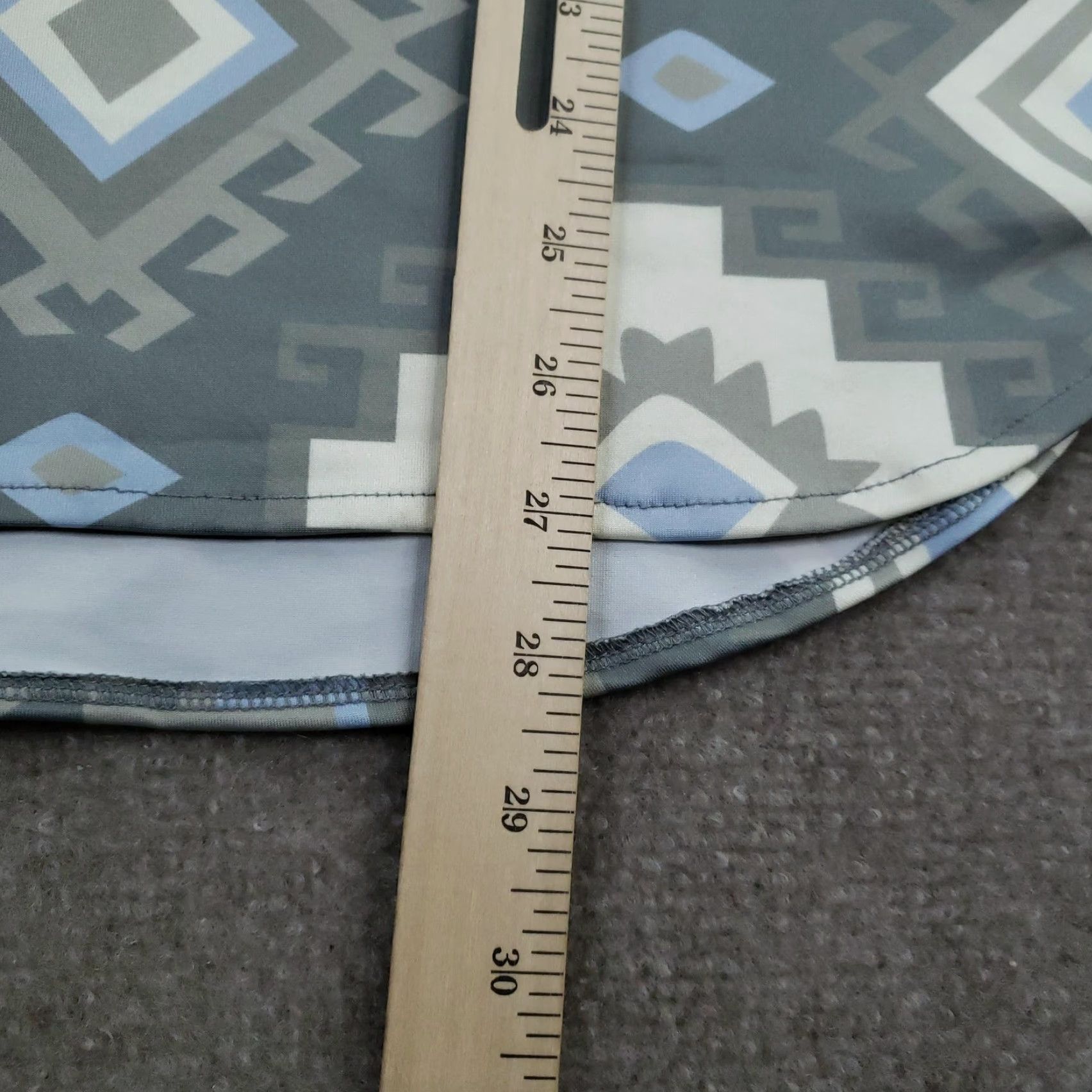 Vintage Gretchen Scott Shirt Women XL Gray Blue Aztec Print Tunic 3/4 Sleeve Top Stretch Blouse Geometric Button Accent Casual Modern Size XL / US 12-14 / IT 48-50 - 4 Thumbnail