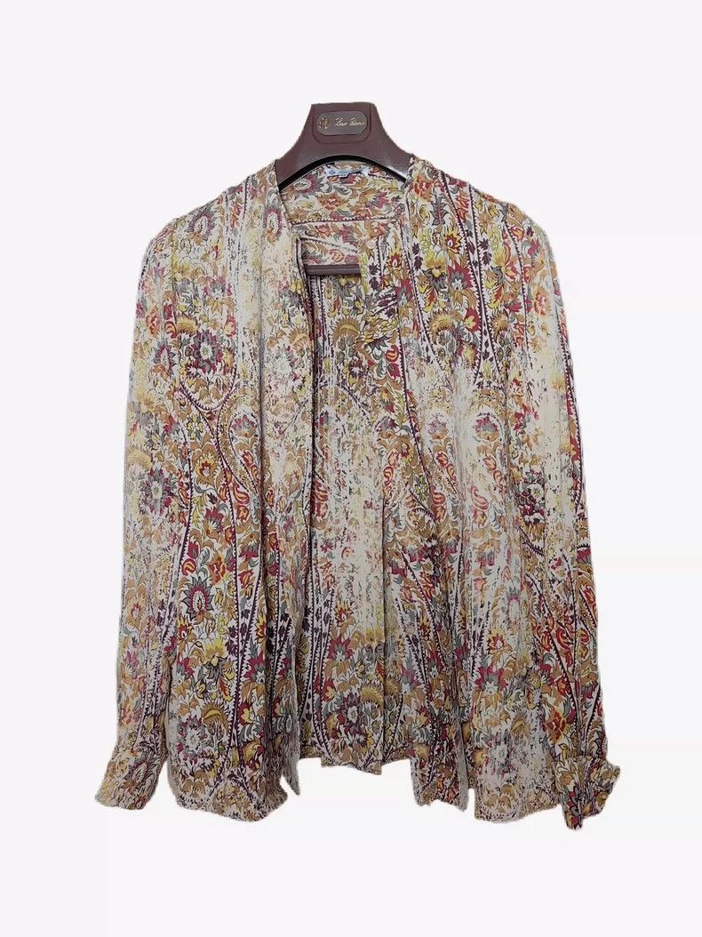 Loro Piana Loro Piana Women's Silk Floral Print Coat Size US L / EU 52-54 / 3 - 1 Thumbnail